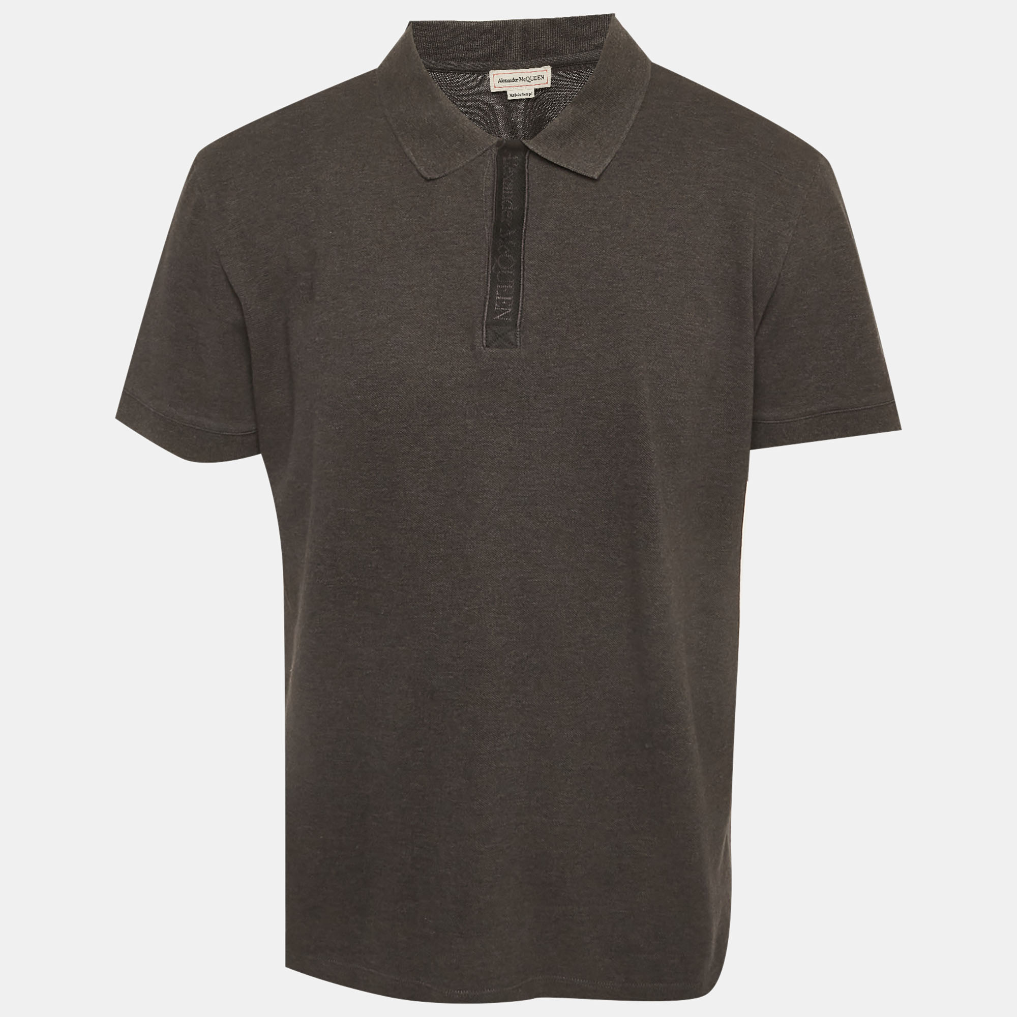 

Alexander McQueen Grey Pique Polo T-Shirt XL