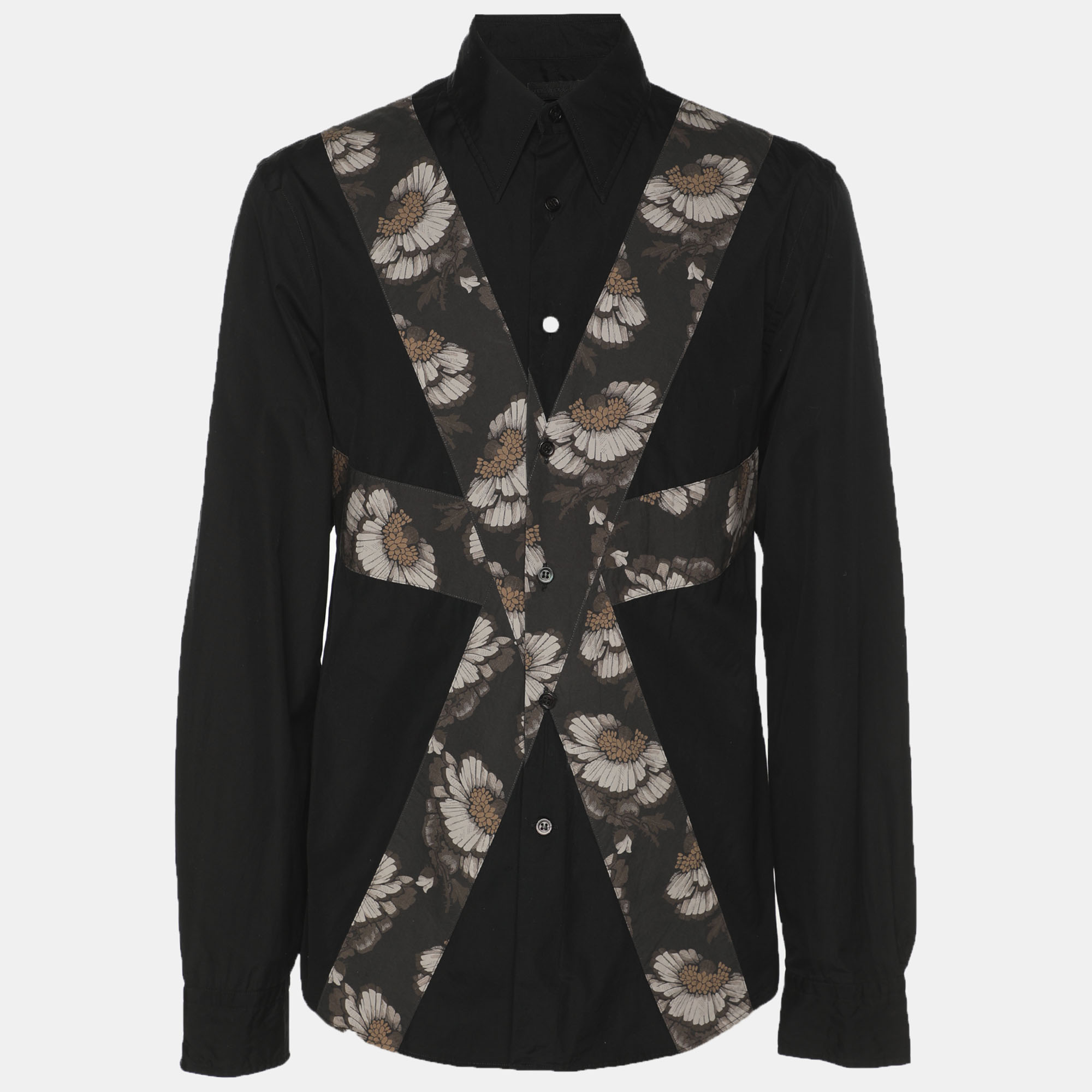 

Alexander McQueen Black Cotton Floral Print Long Sleeve Shirt S