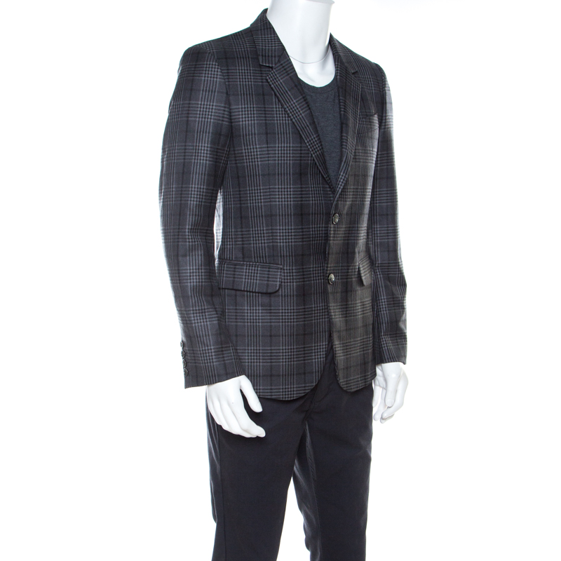 

Alexander McQueen Grey Plaid Wool Classic Tailored Blazer