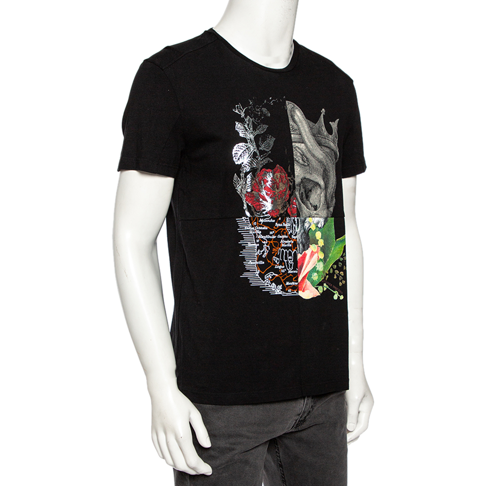 

Alexander McQueen Black Signature Print Cotton Short Sleeve T-Shirt