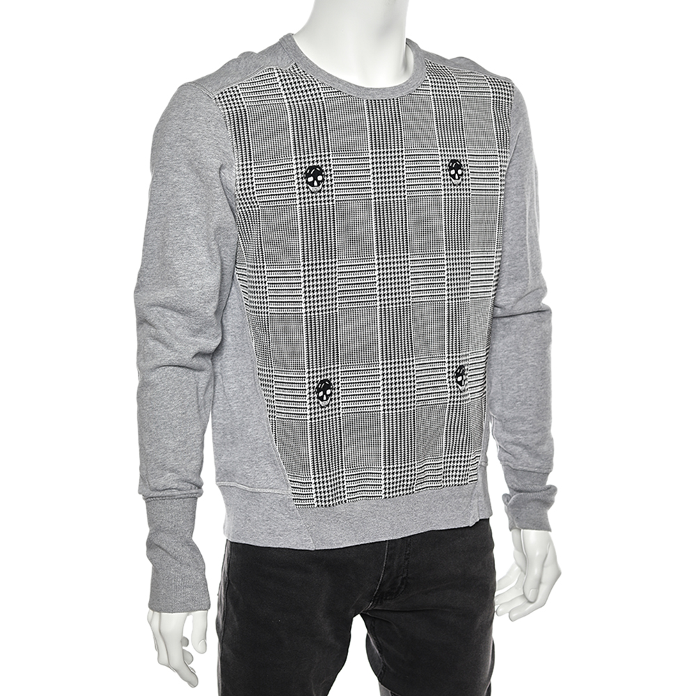 

Alexander McQueen Grey Pattern Paneled Knit Sweatshirt