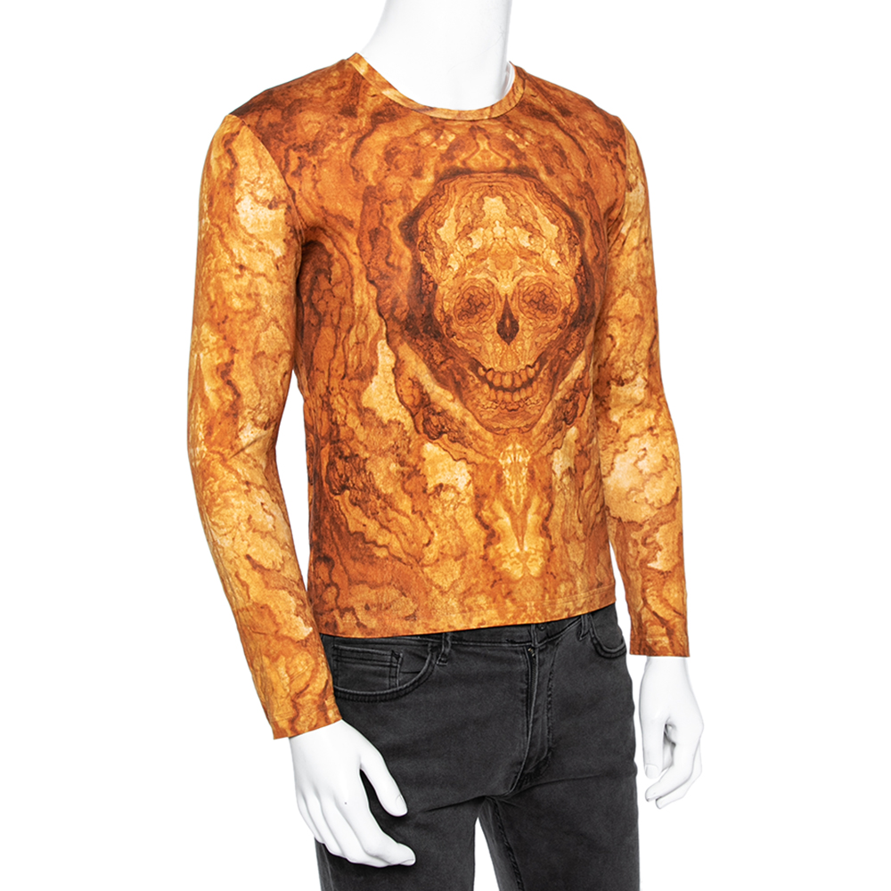 

Alexander McQueen Yellow and Orange Skull Tortoise Printed Cotton T-Shirt