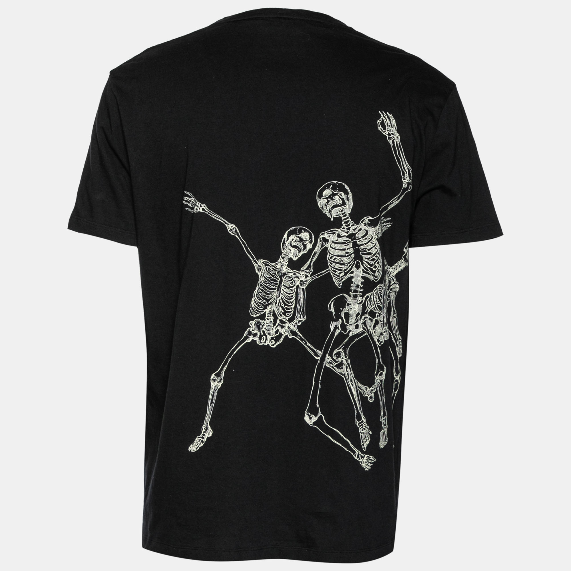 

Alexander McQueen Black Dancing Skeleton Printed Cotton T-Shirt