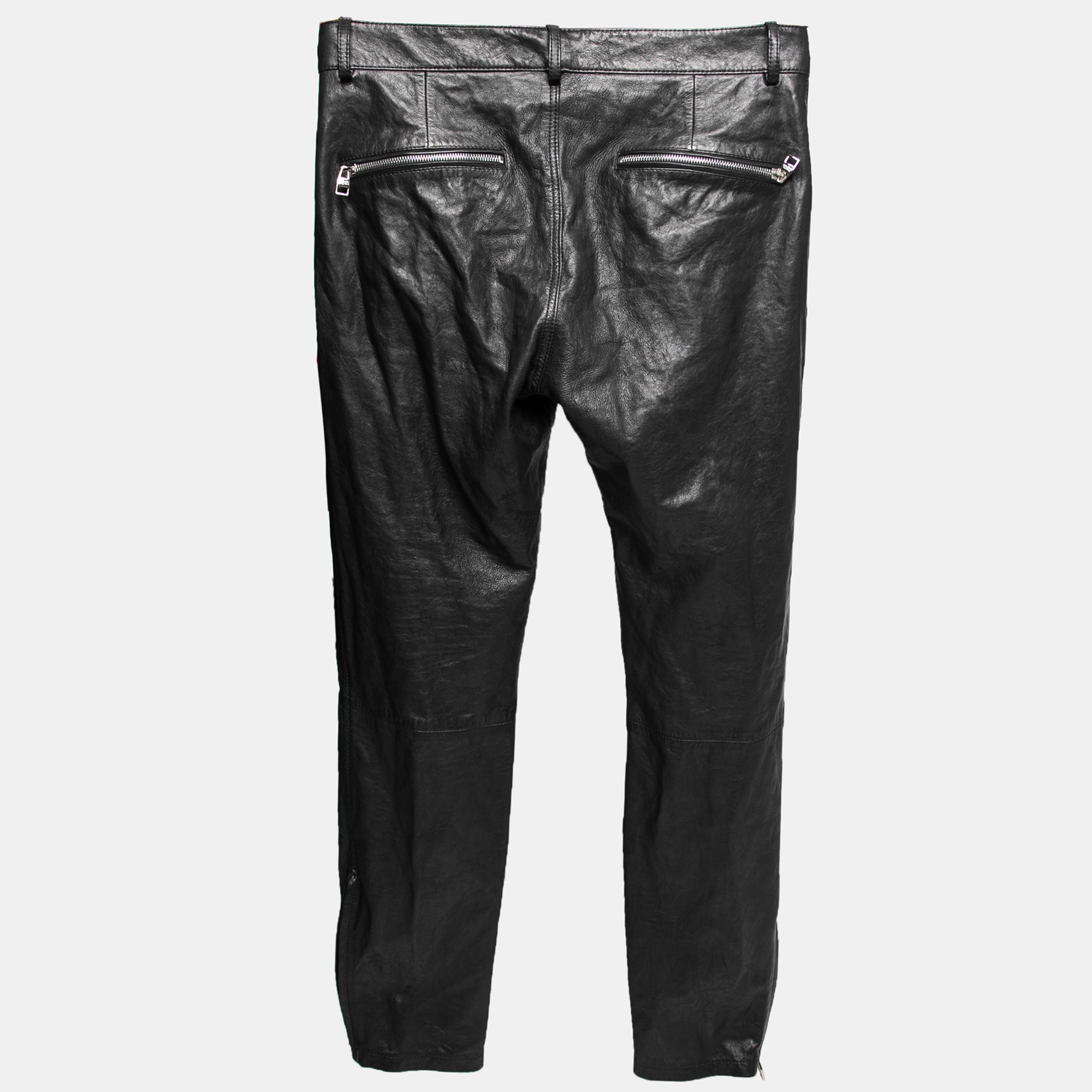 

Alexander McQueen Black Leather Zip Detailed Pants