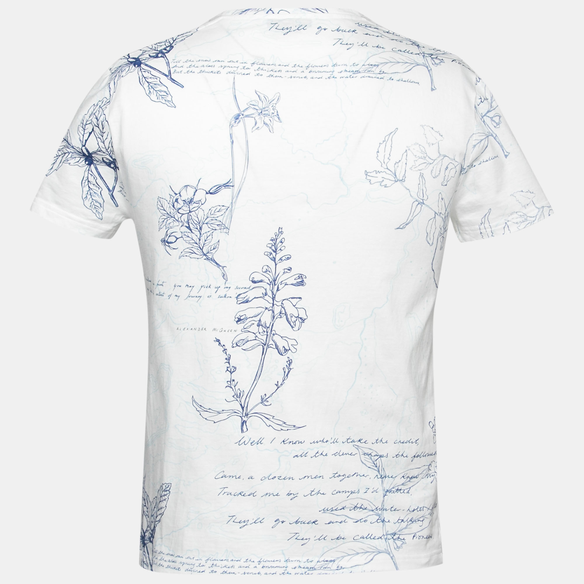 

Alexander McQueen White Skull-Embroidered Printed Cotton T-Shirt