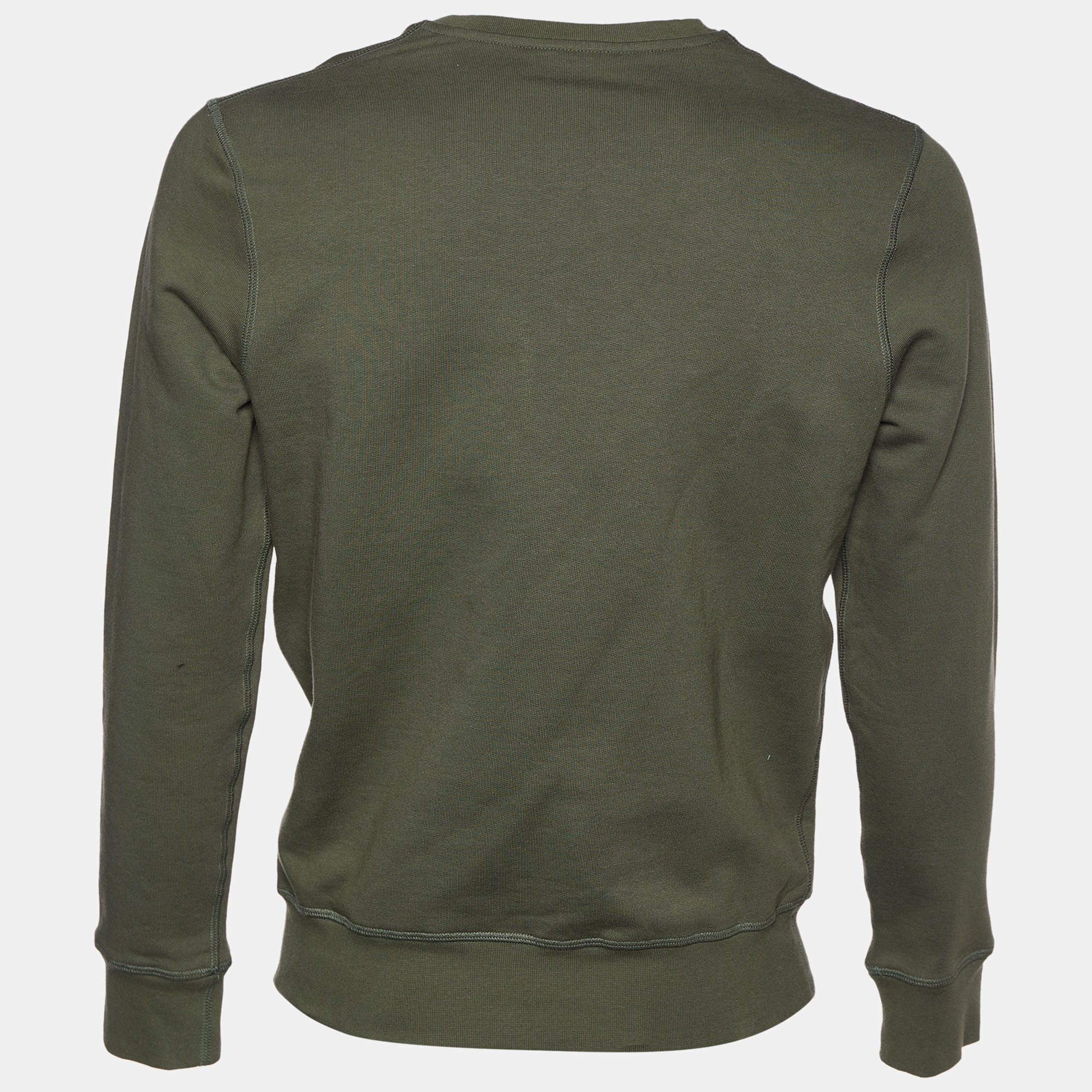 

Alexander McQueen Dark Green Logo Printed Cotton Knit Sweatshirt