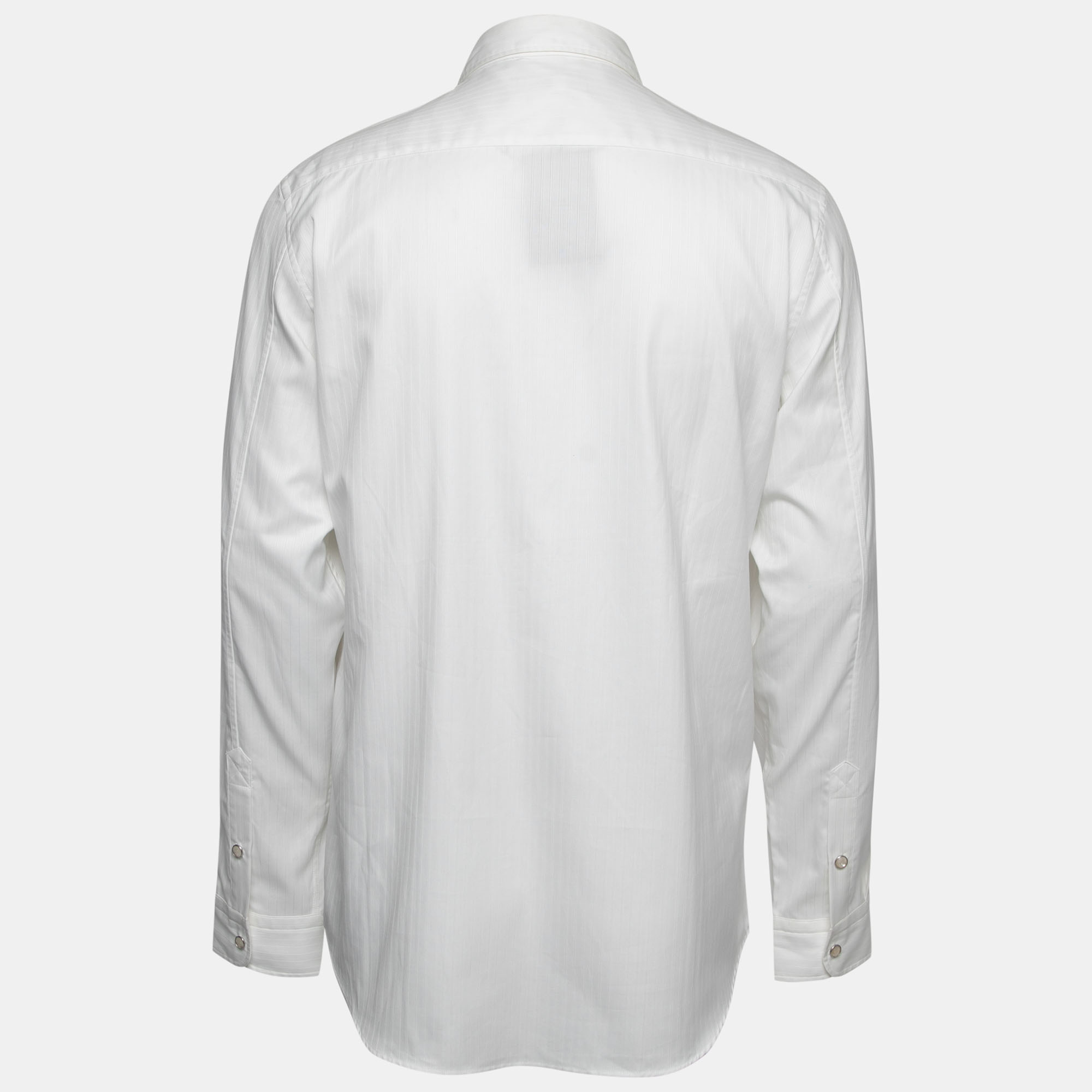 

Alexander McQueen White Striped Cotton Button Front Shirt