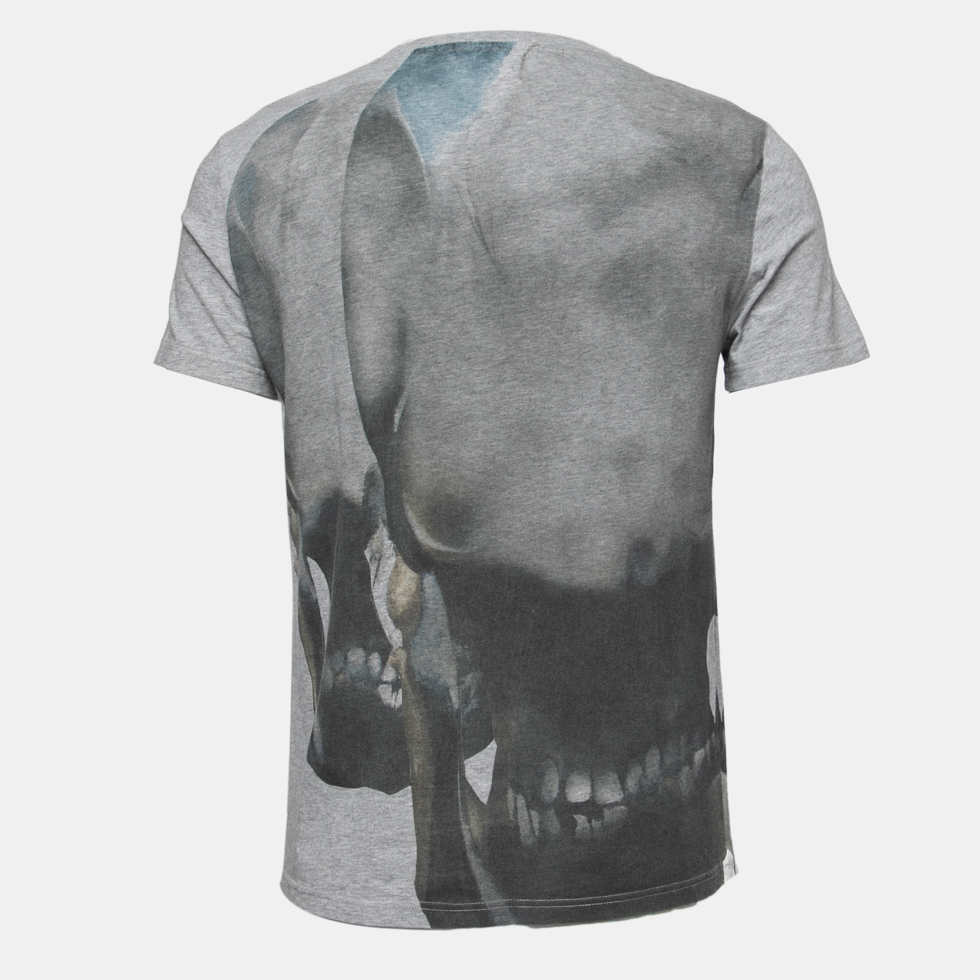 

Alexander McQueen Grey Skull Print Cotton Crew Neck T-Shirt
