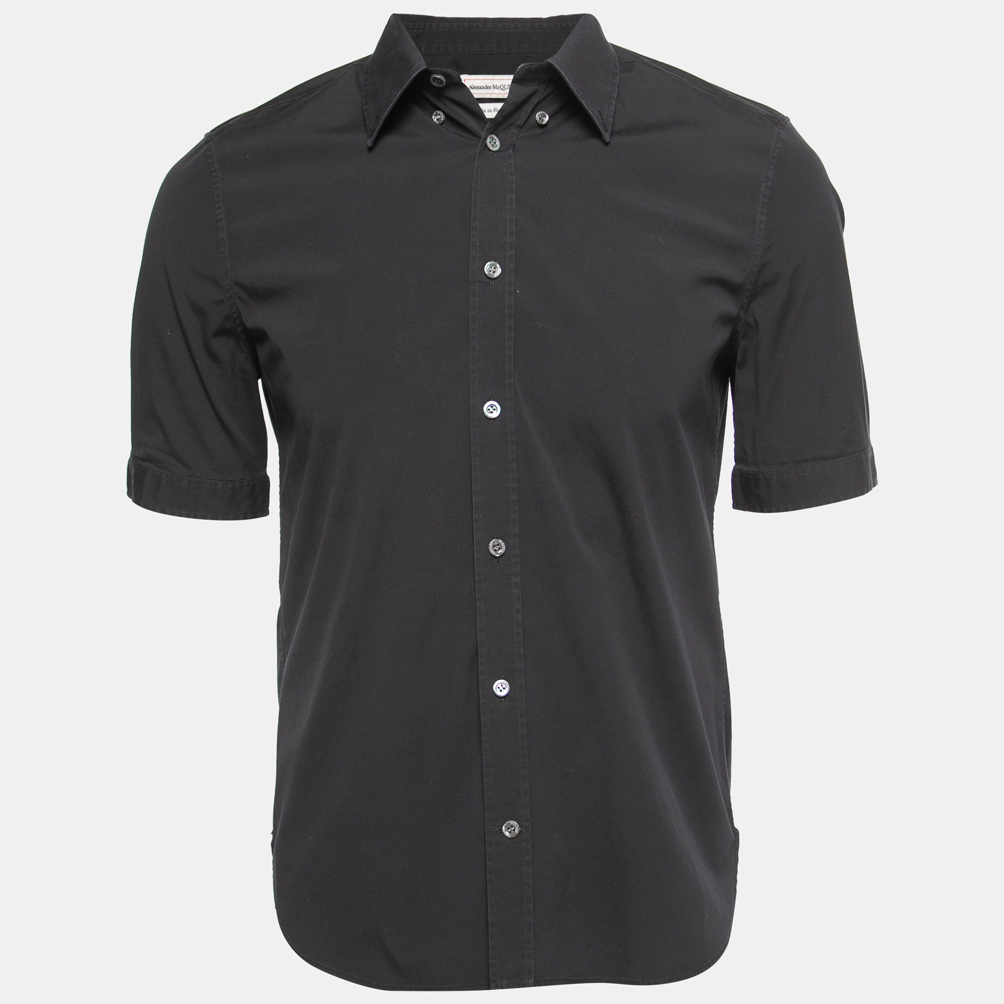 Pre-owned Alexander Mcqueen Black Cotton Half Sleeve Shirt Xs