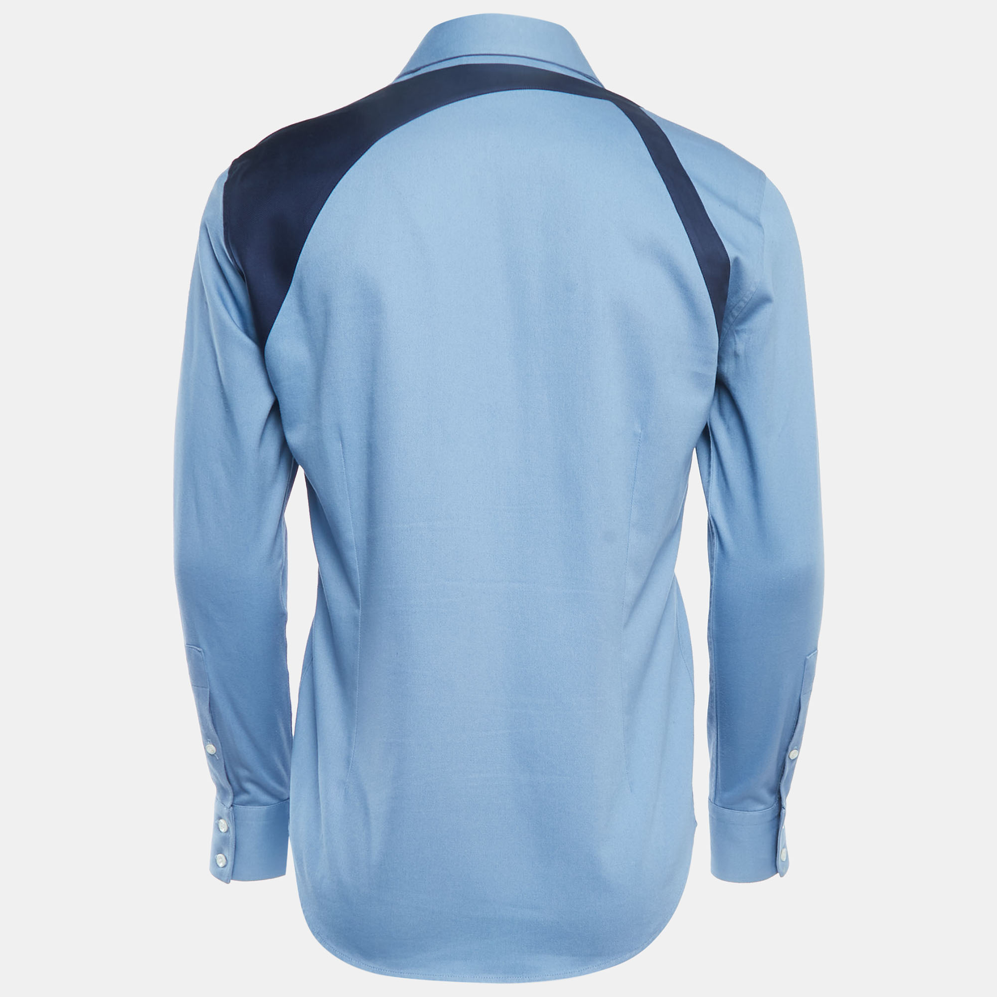 

Alexander McQueen Blue Cotton Button Front Full Sleeve Shirt M