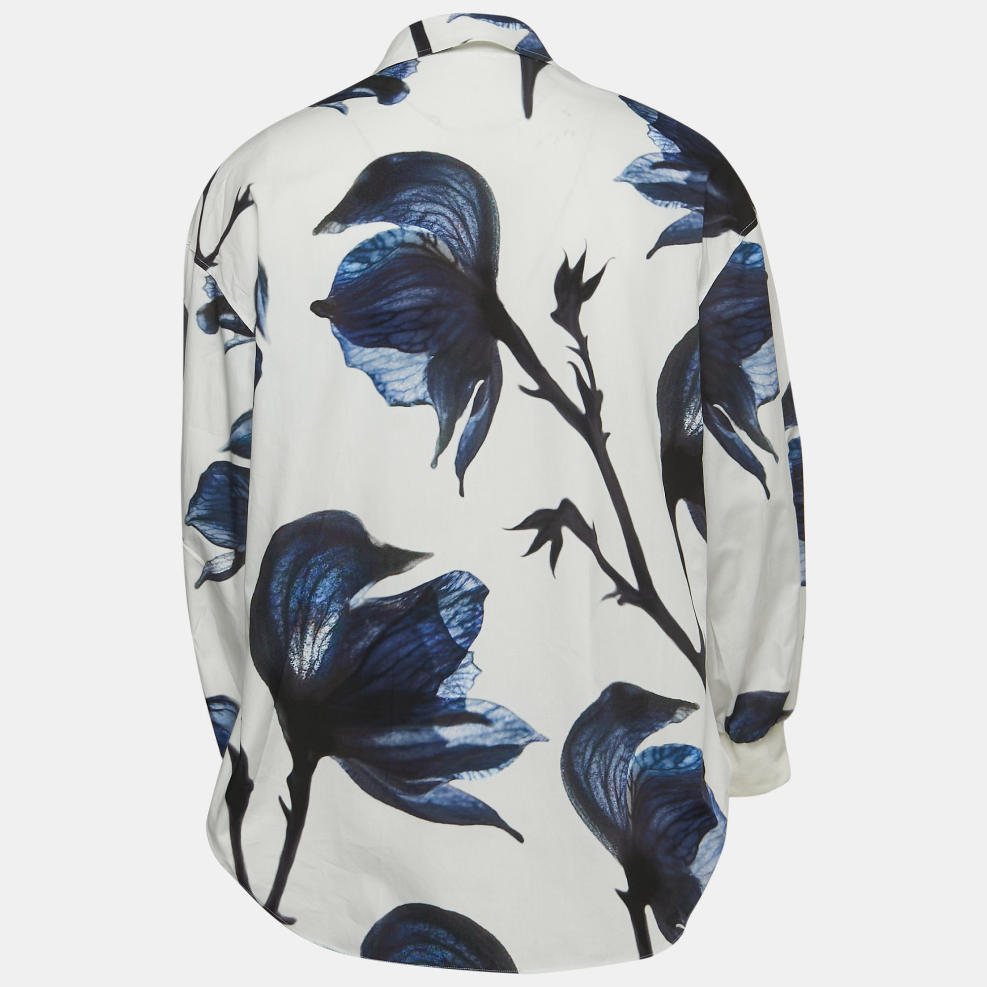 

Alexander McQueen White Floral Print Cotton Button Front Full Sleeve Shirt