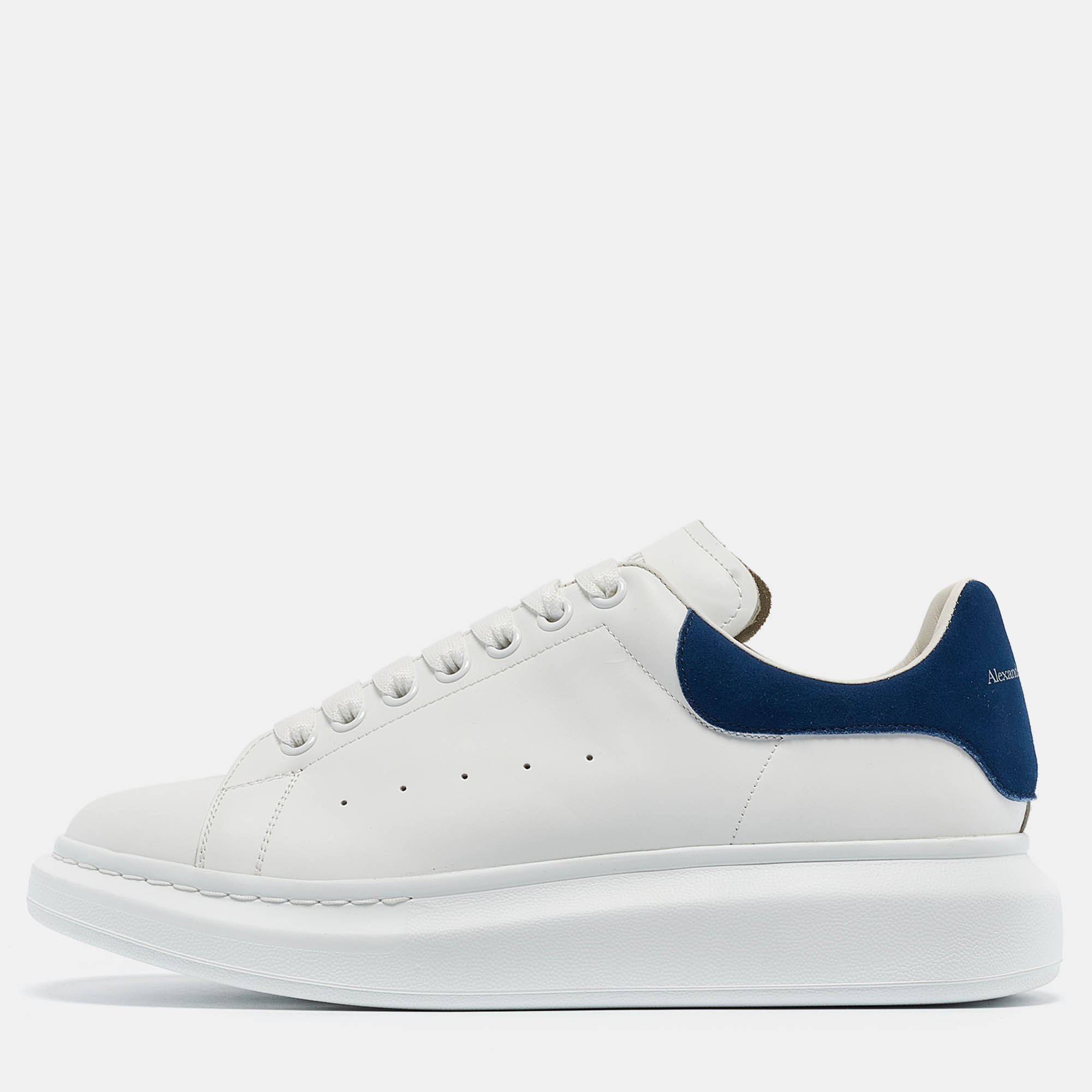 

Alexander McQueen White/Blue Leather and Suede Oversized Sneakers Size