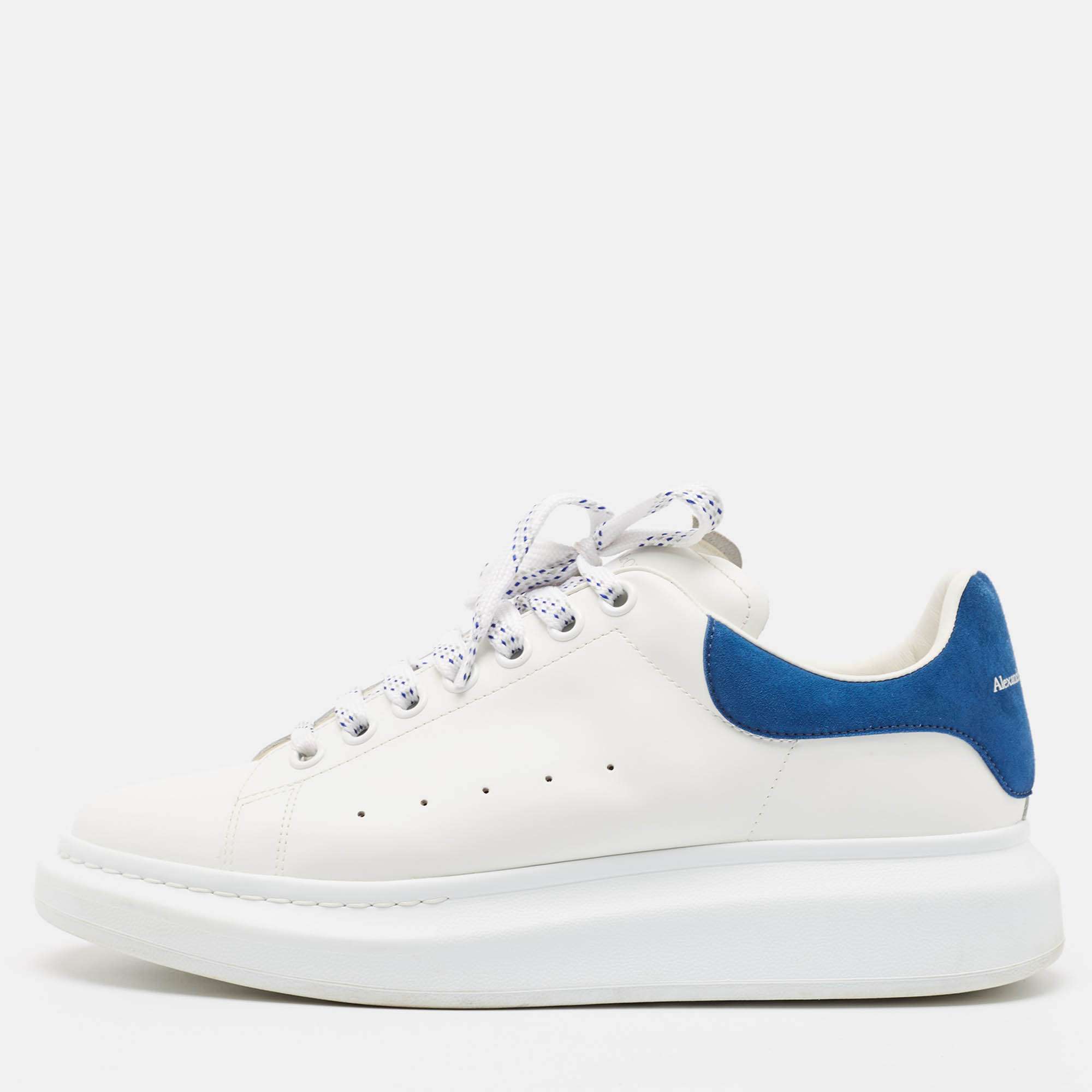 

Alexander McQueen White/Blue Leather and Suede Oversized Sneakers Size