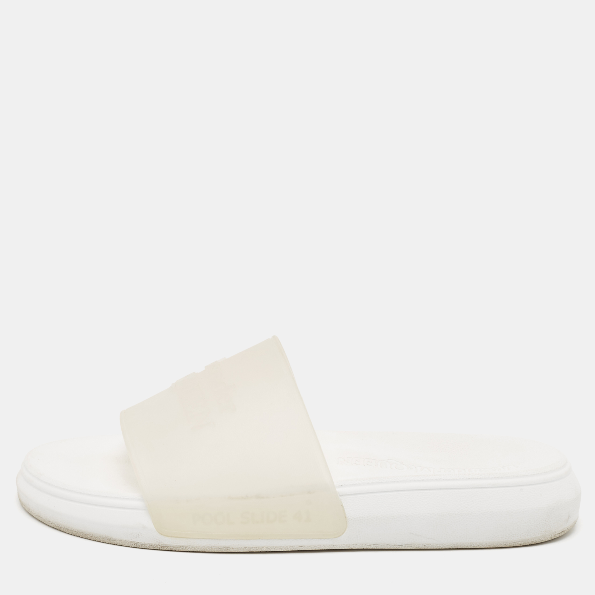 

Alexander McQueen Transparent/White Rubber Flat Slides Size