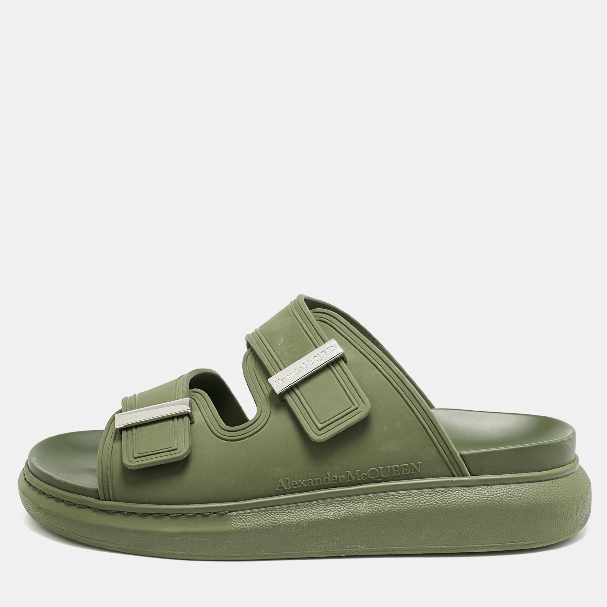 

Alexander McQueen Green Rubber Hybrid Flat Sandals Size