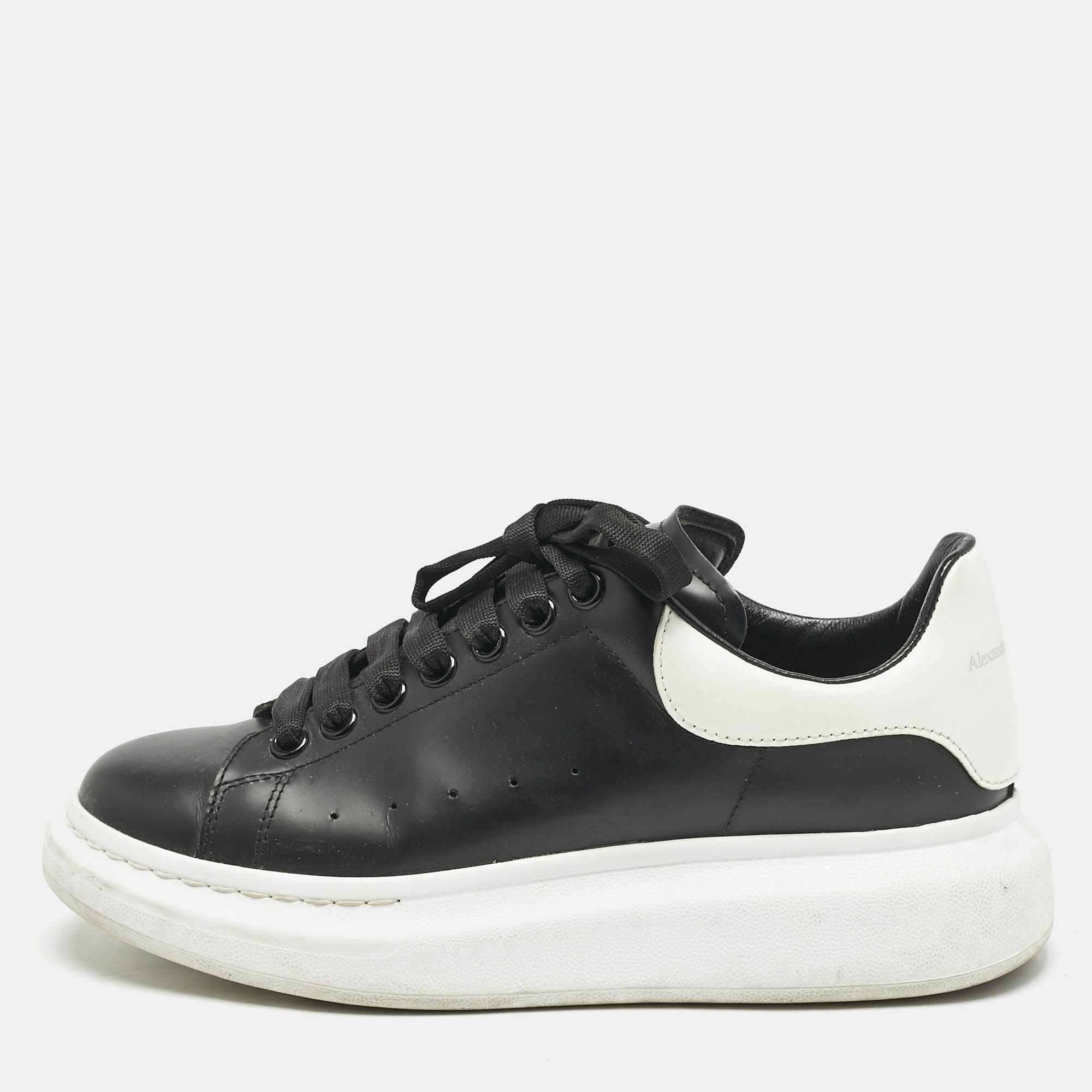

Alexander McQueen Black/White Leather Larry Sneakers Size