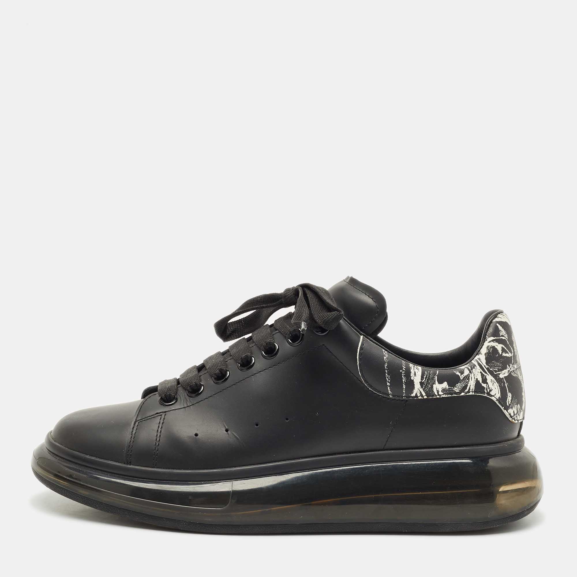 

Alexander McQueen Black/White Leather Larry Sneakers Size