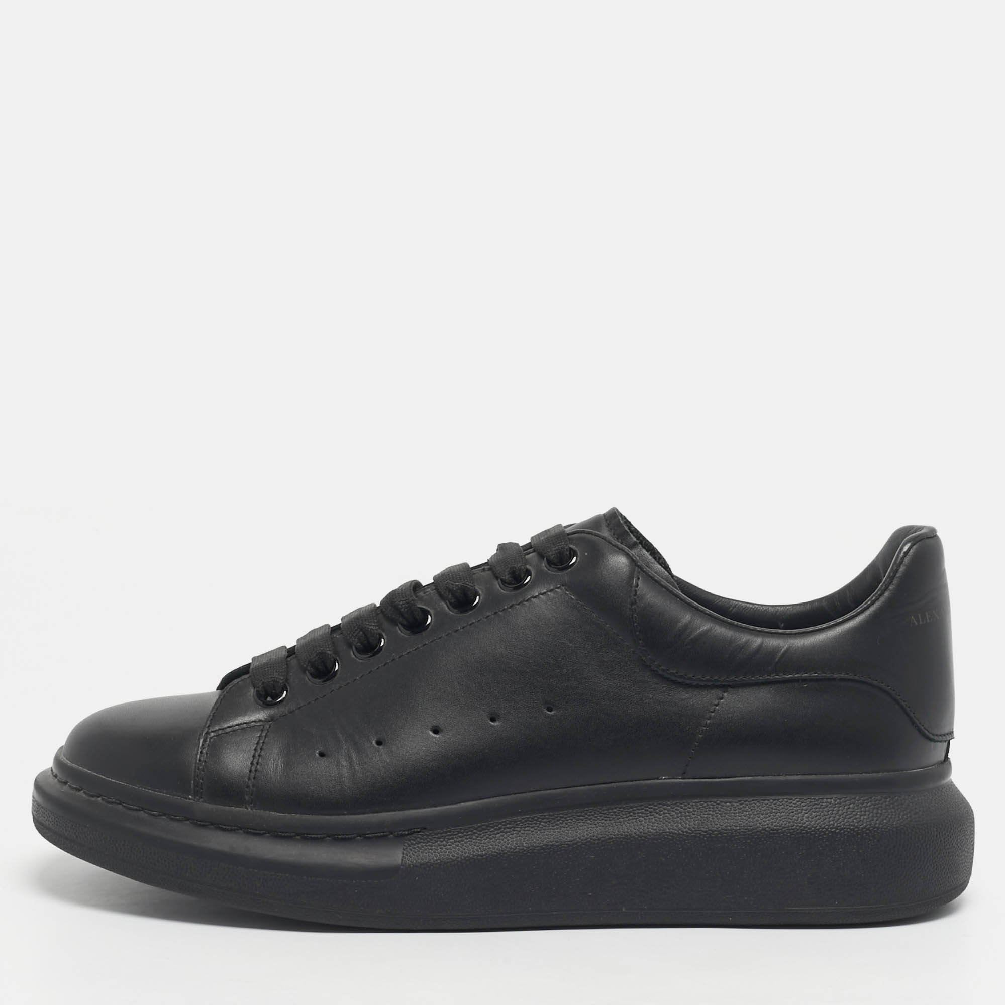 

Alexander McQueen Black Leather Oversized Low Top Sneakers Size