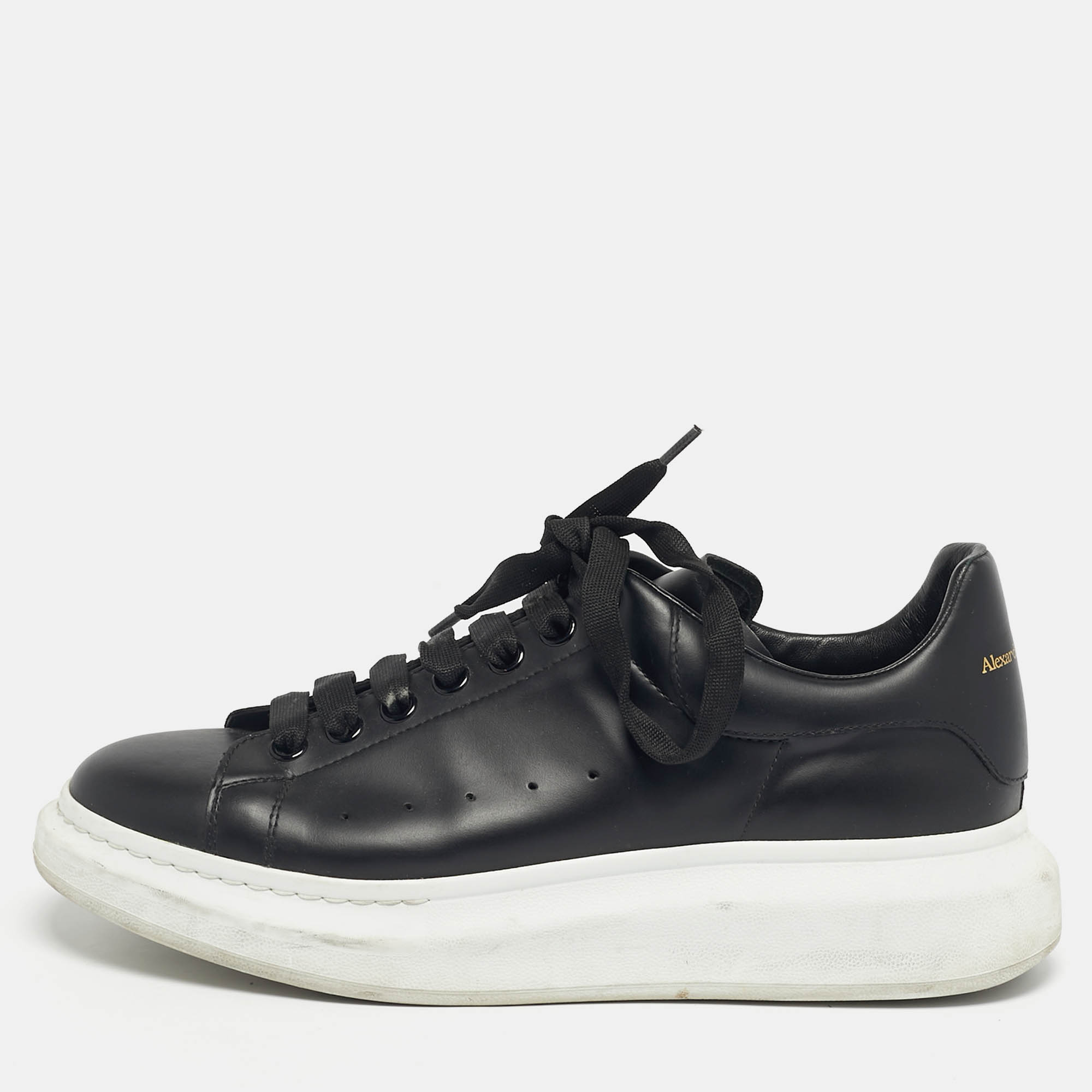 

Alexander McQueen Black Leather Oversized Sneakers Size