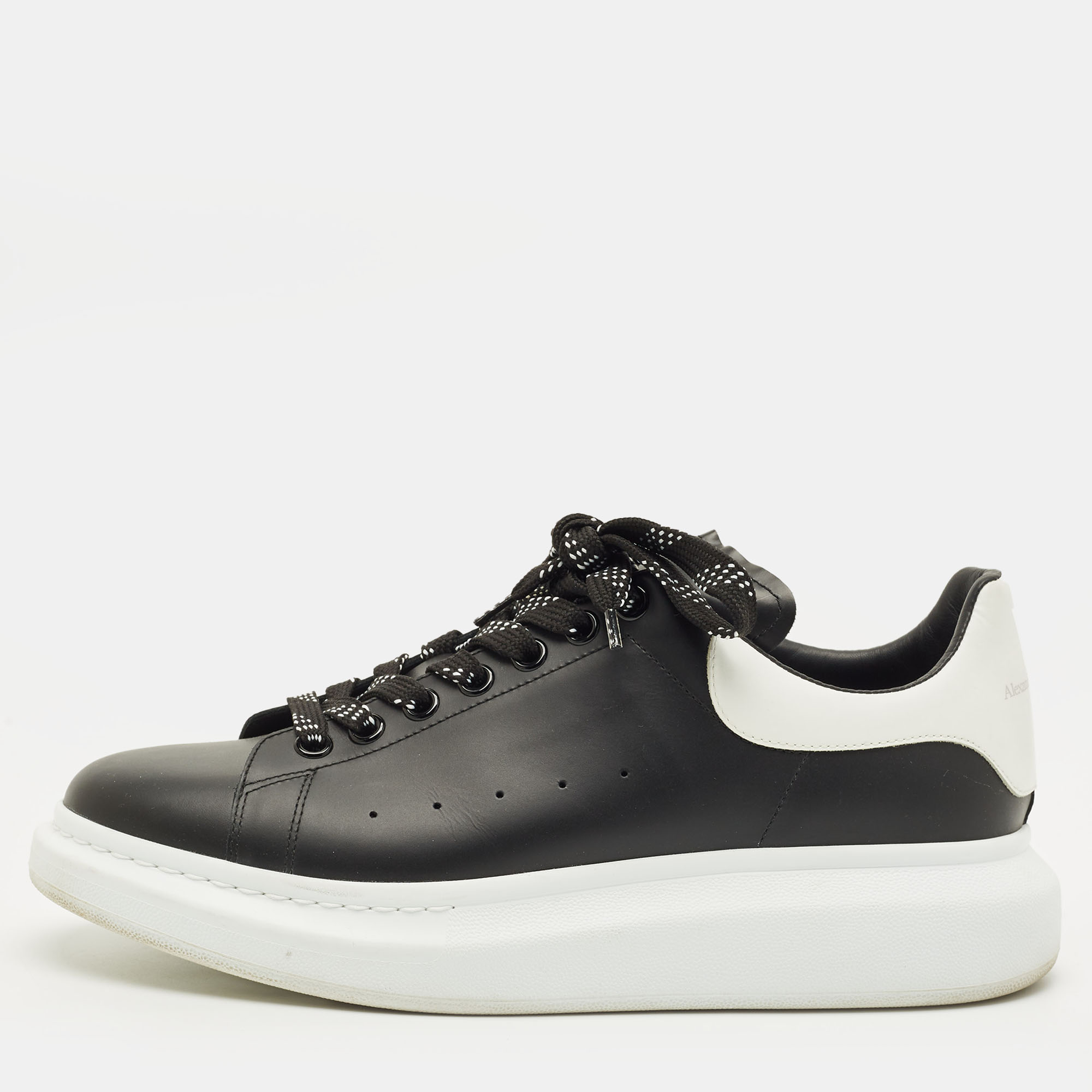 

Alexander McQueen Oversized Size  Black/White Leather Lace Up Sneakers