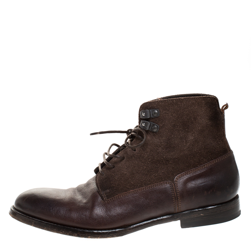 

Alexander McQueen Brown Leather And Suede Lace Up Ankle Boots Size