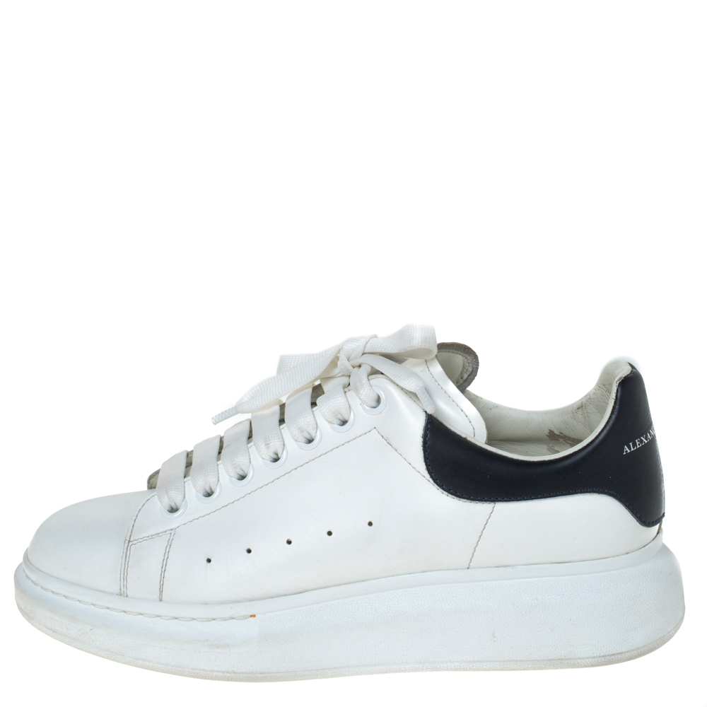 

Alexander McQueen White/Black Leather Larry Low Top Sneakers Size