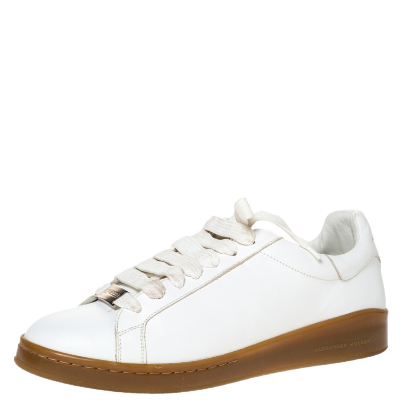 Alexander Mcqueen White Leather Larry Low Top Sneakers Size 44