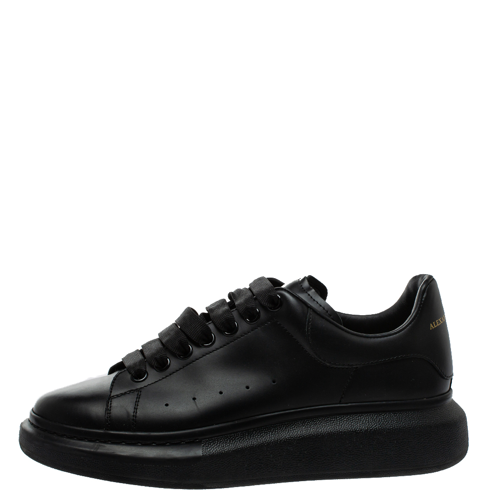 

Alexander McQueen Black Leather Oversized Low Top Sneakers Size