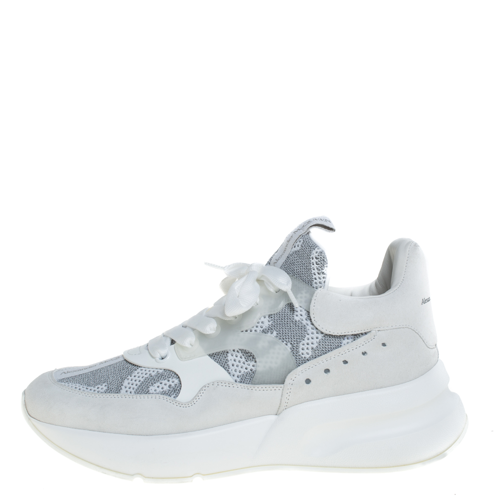 

Alexander McQueen Grey Suede And Canvas Lace Up Sneakers Size
