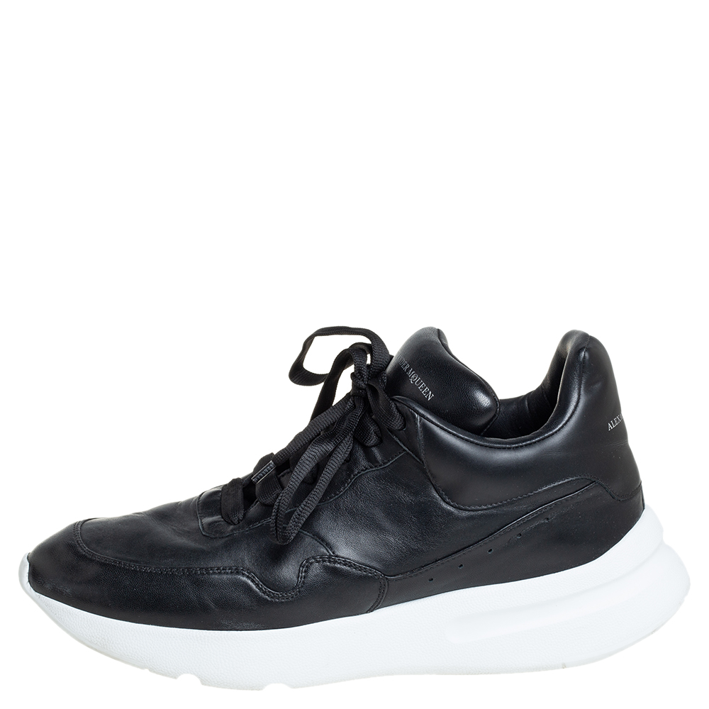 

Alexander McQueen Black Leather Lace Up Sneakers Size