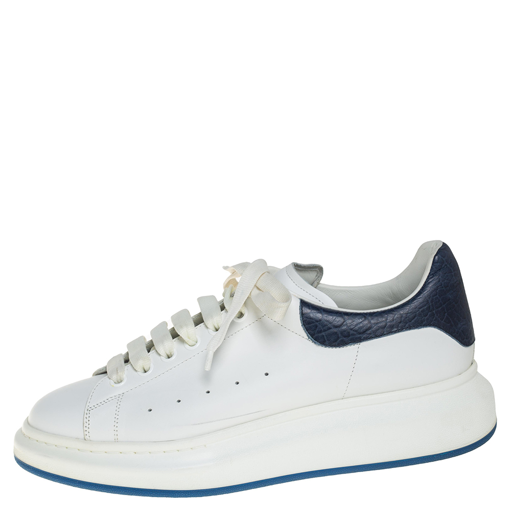

Alexander McQueen White/Blue Leather Oversized Sneakers Size