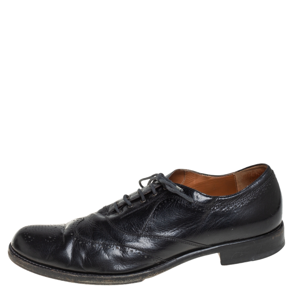 

Alexander McQueen Black Leather Lace Up Brogue Oxford Size