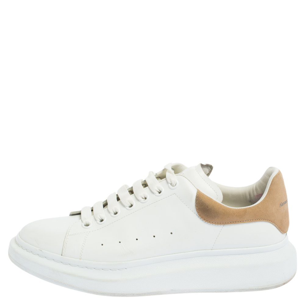 

Alexander McQueen White Leather and Suede Oversized Sneakers Size