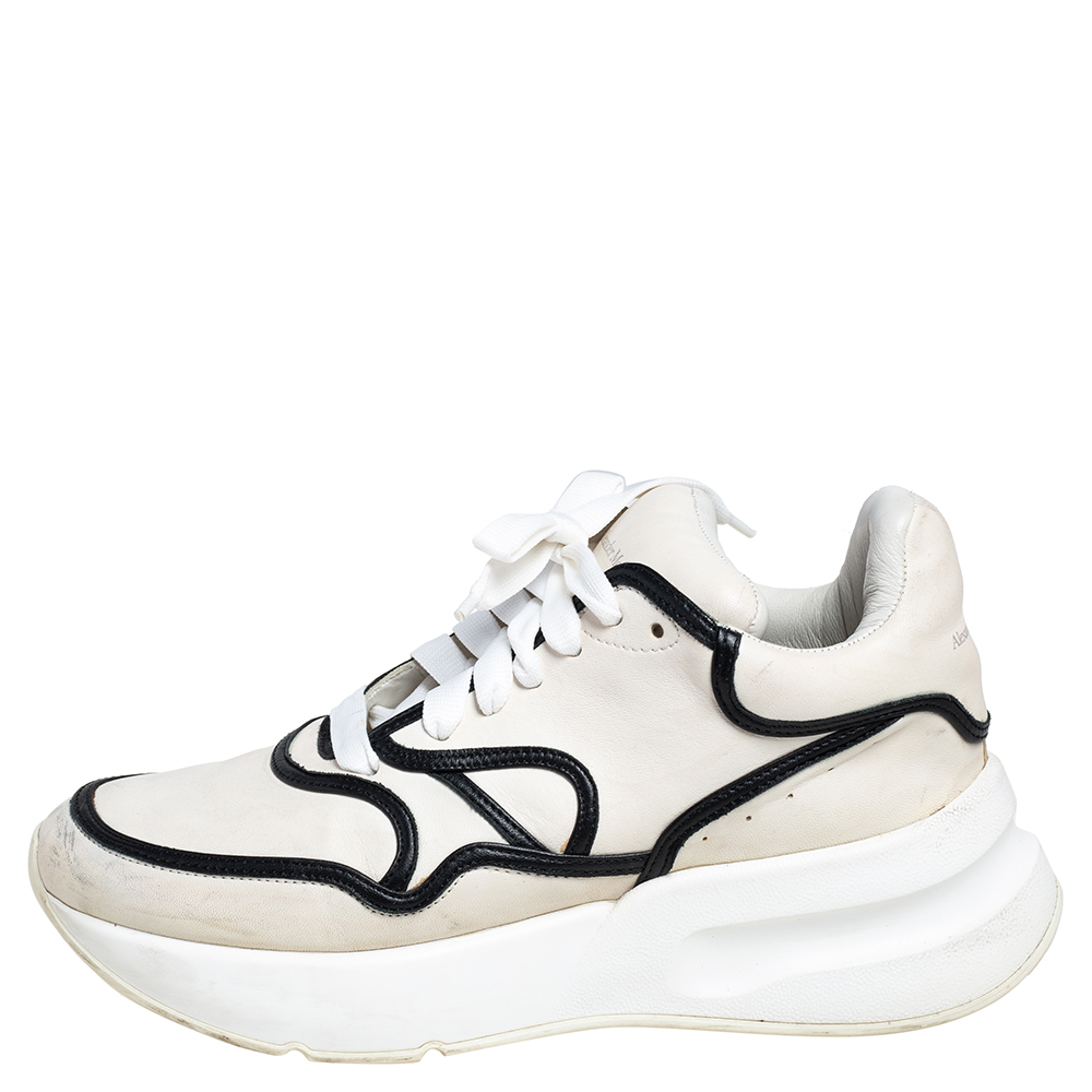 

Alexander McQueen White/Black Leather Runner Sneakers Size