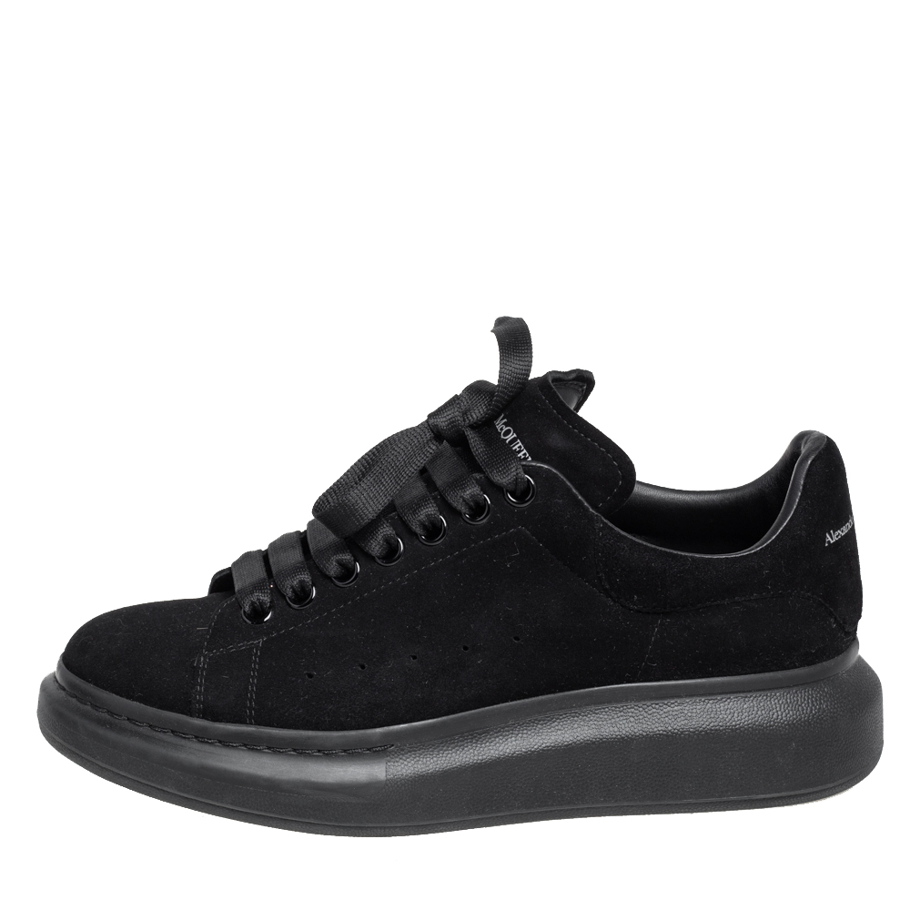 

Alexander McQueen Black Suede Oversized Low Top Sneakers Size