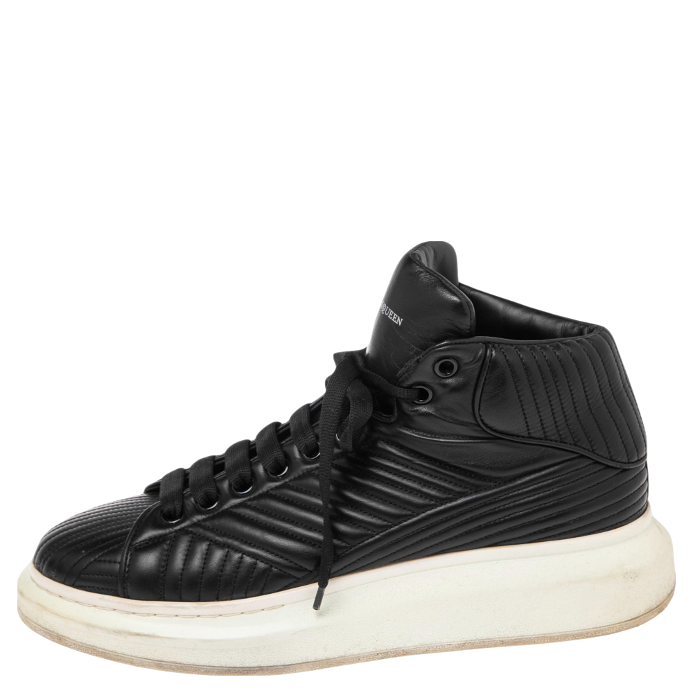 

Alexander McQueen Black Leather Oversized Lace Up Sneakers Size