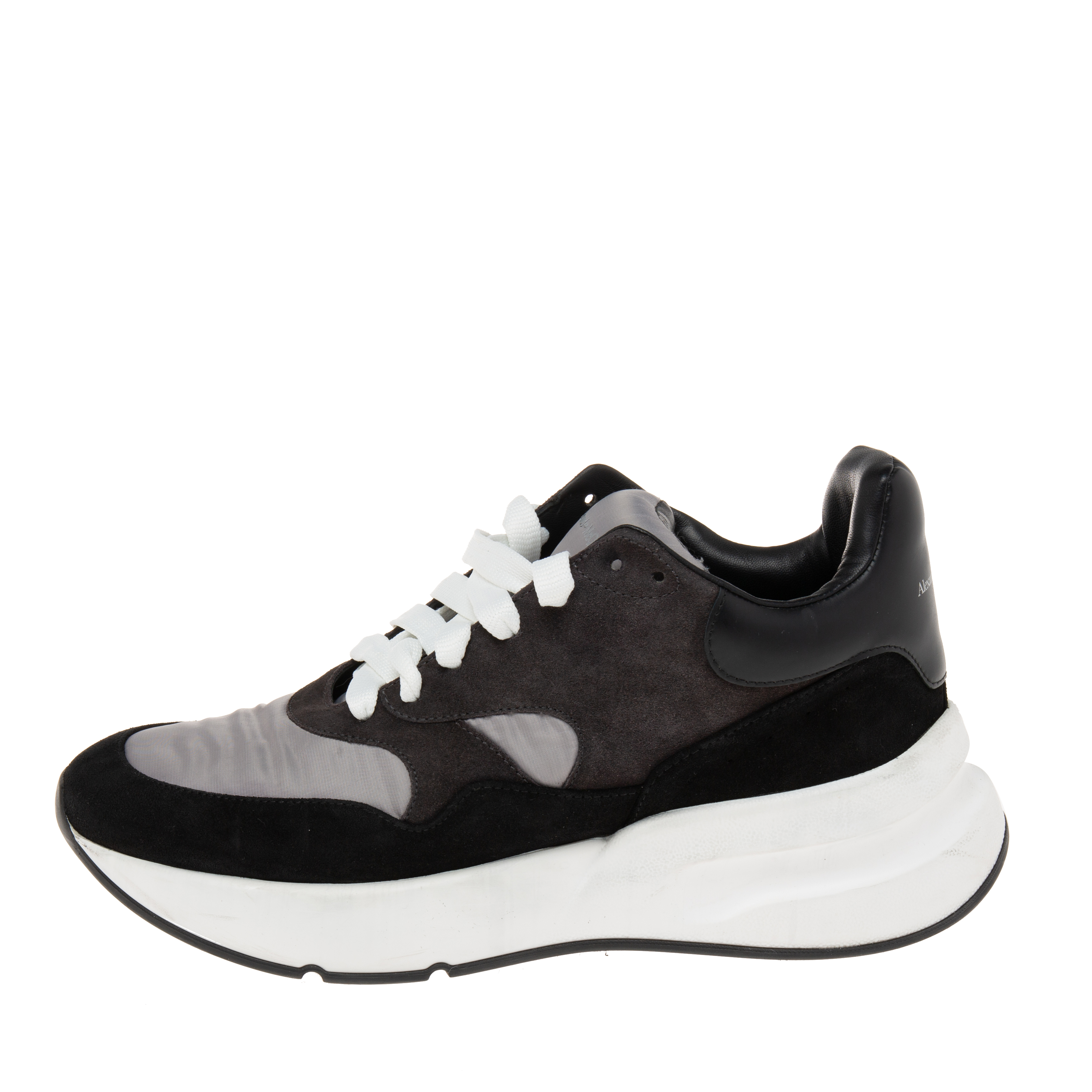 

Alexander McQueen Black/Grey Suede And Leather Lace Up Sneakers Size