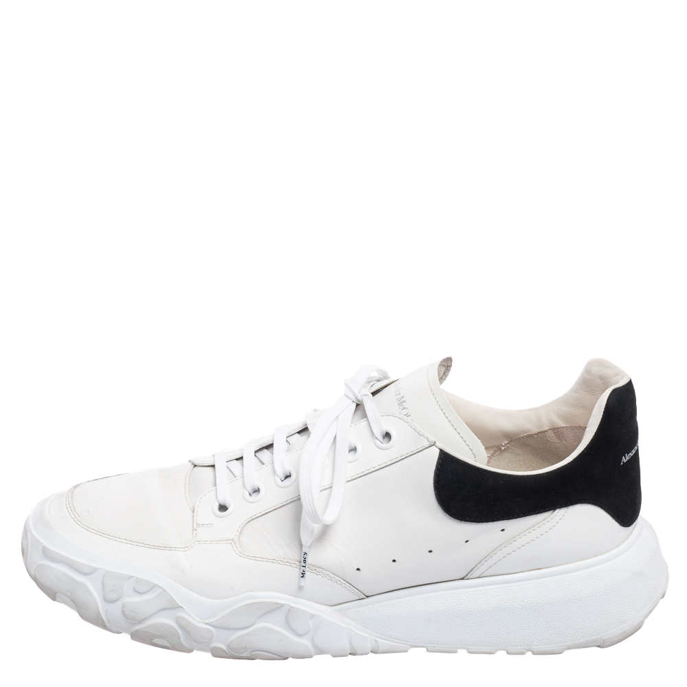 

Alexander McQueen White/Black Leather And Suede Oversized Sneakers Size