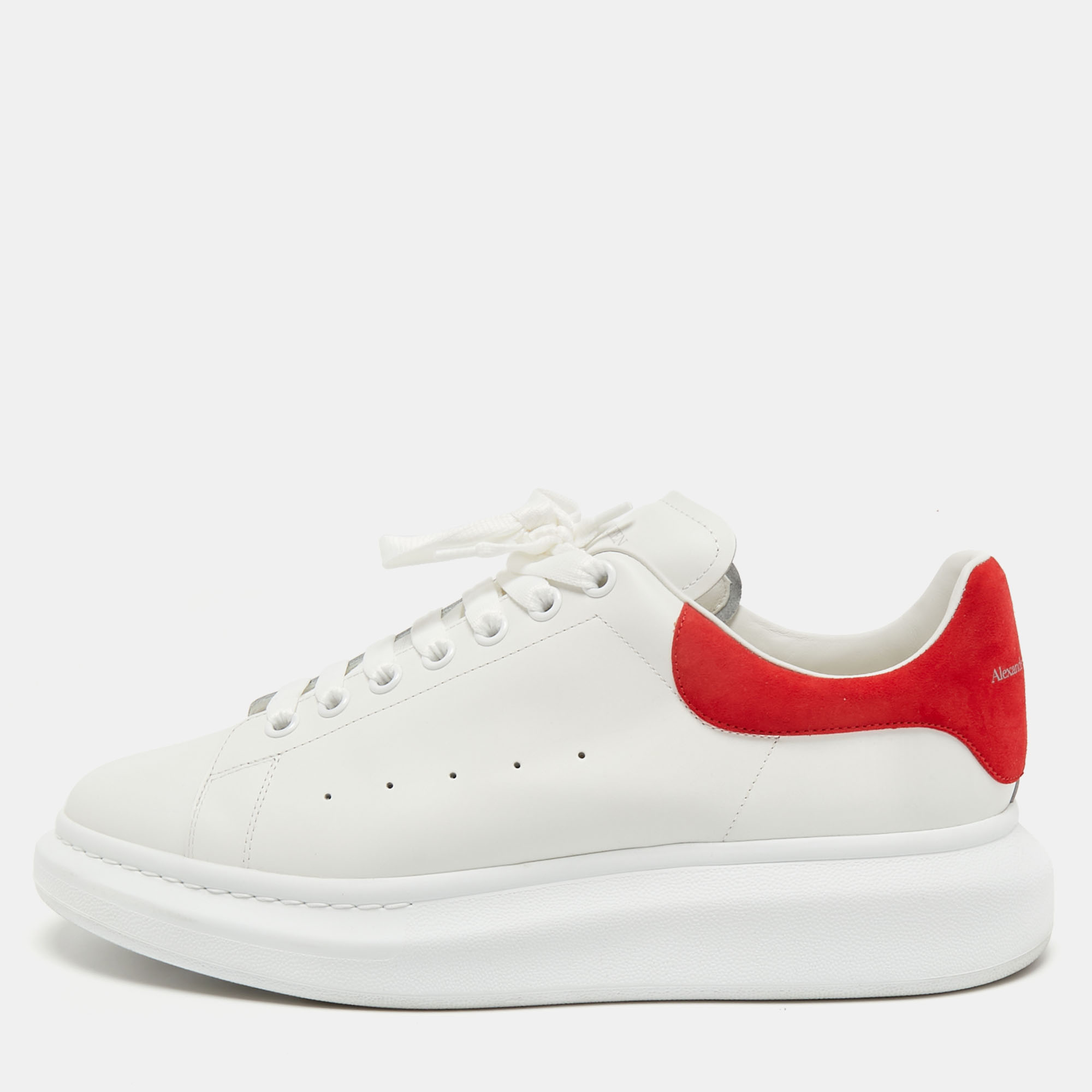 Pre-owned Alexander Mcqueen White/red Suede And Leather Oversized Sneakers Size 46