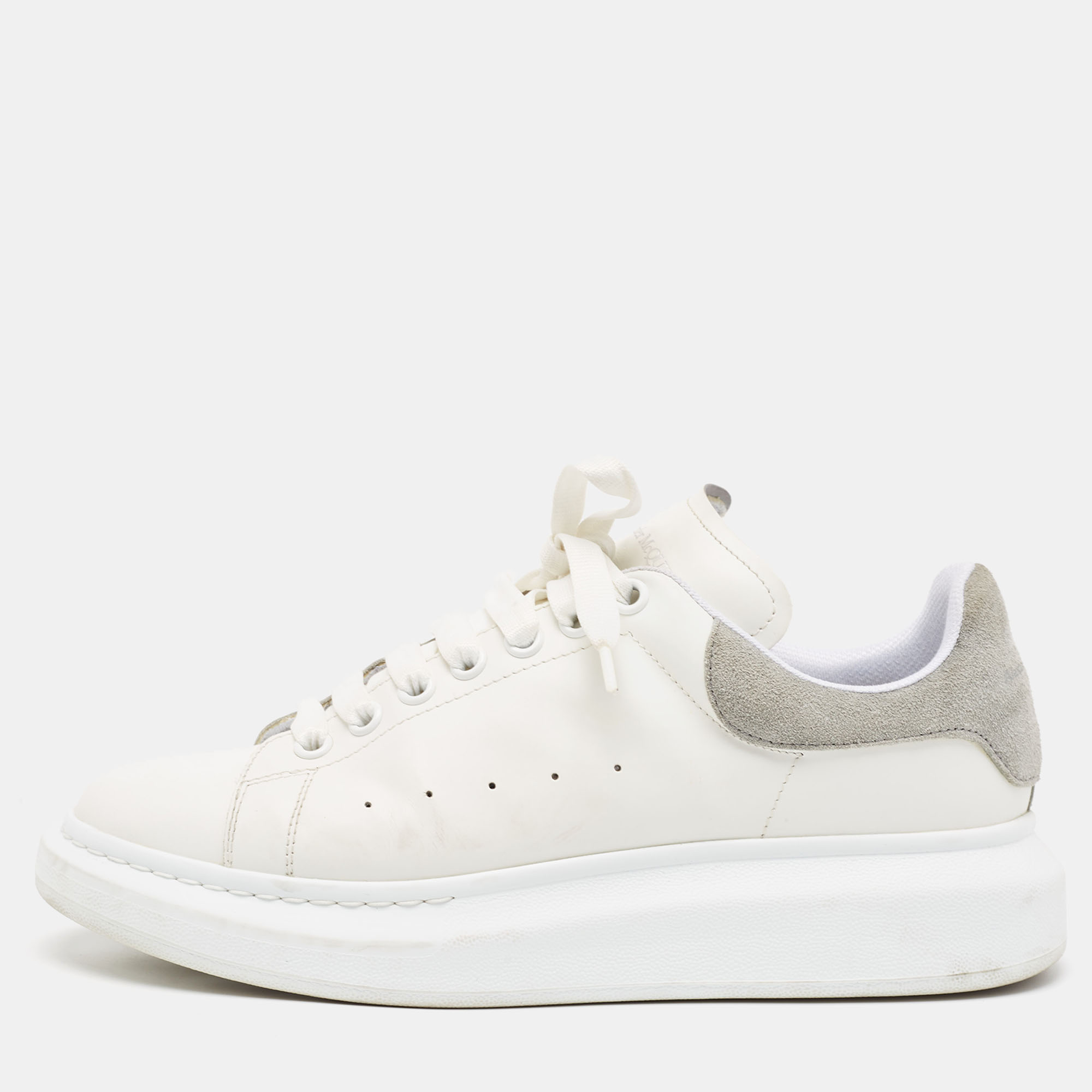 

Alexander McQueen White/Grey Leather and Suede Oversized Sneakers Size