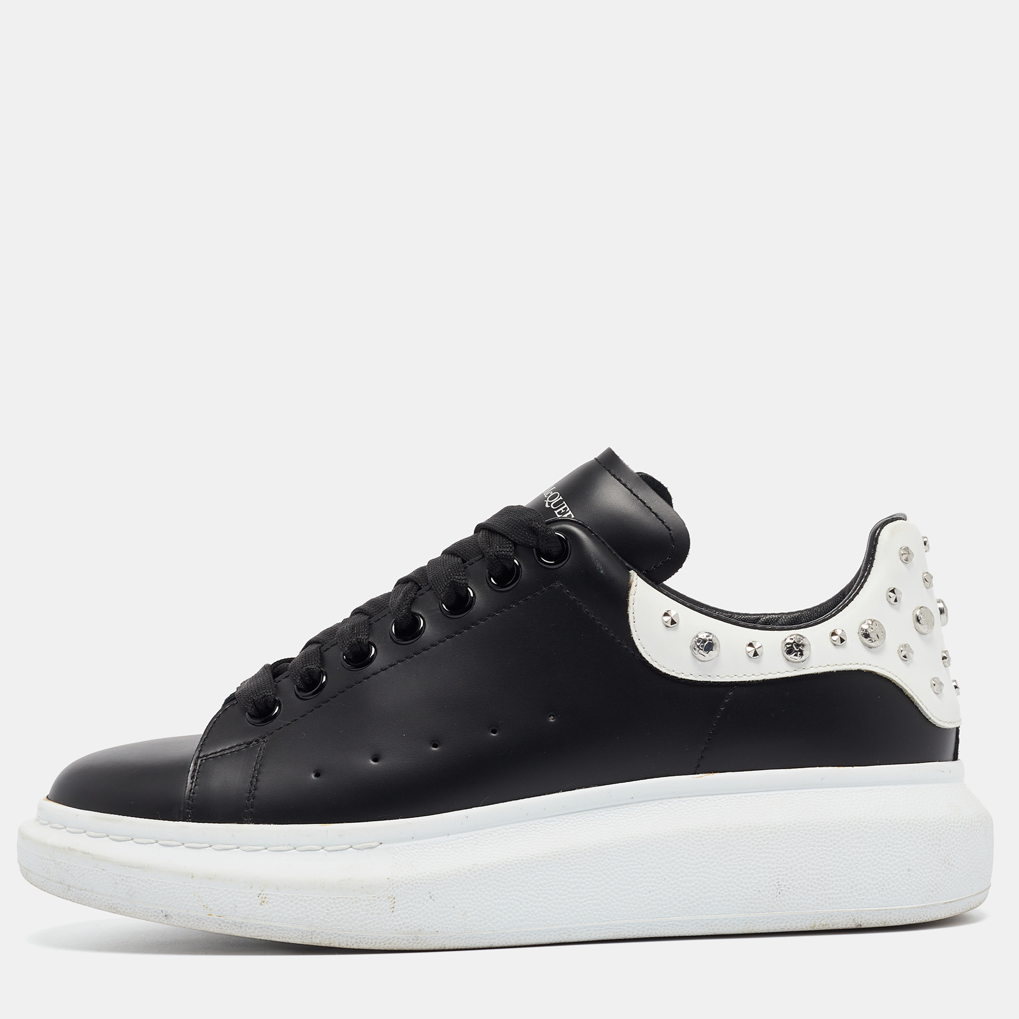 

Alexander McQueen Black/White Leather Oversized Studded Sneakers Size