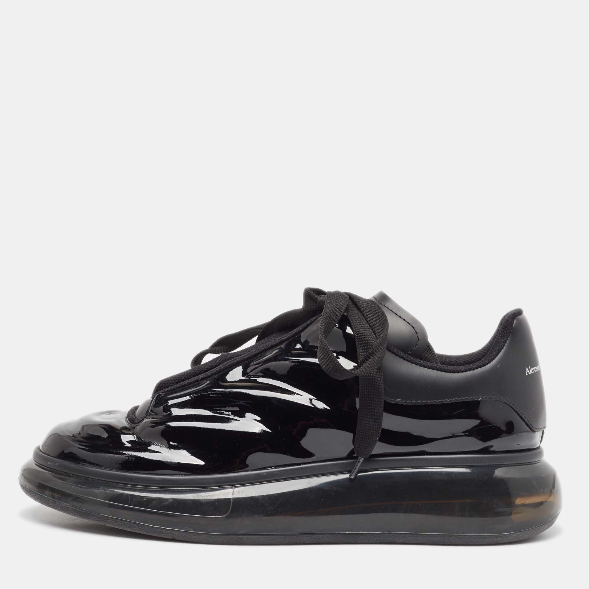 

Alexander McQueen Black Patent and Leather Oversized Sneakers Size