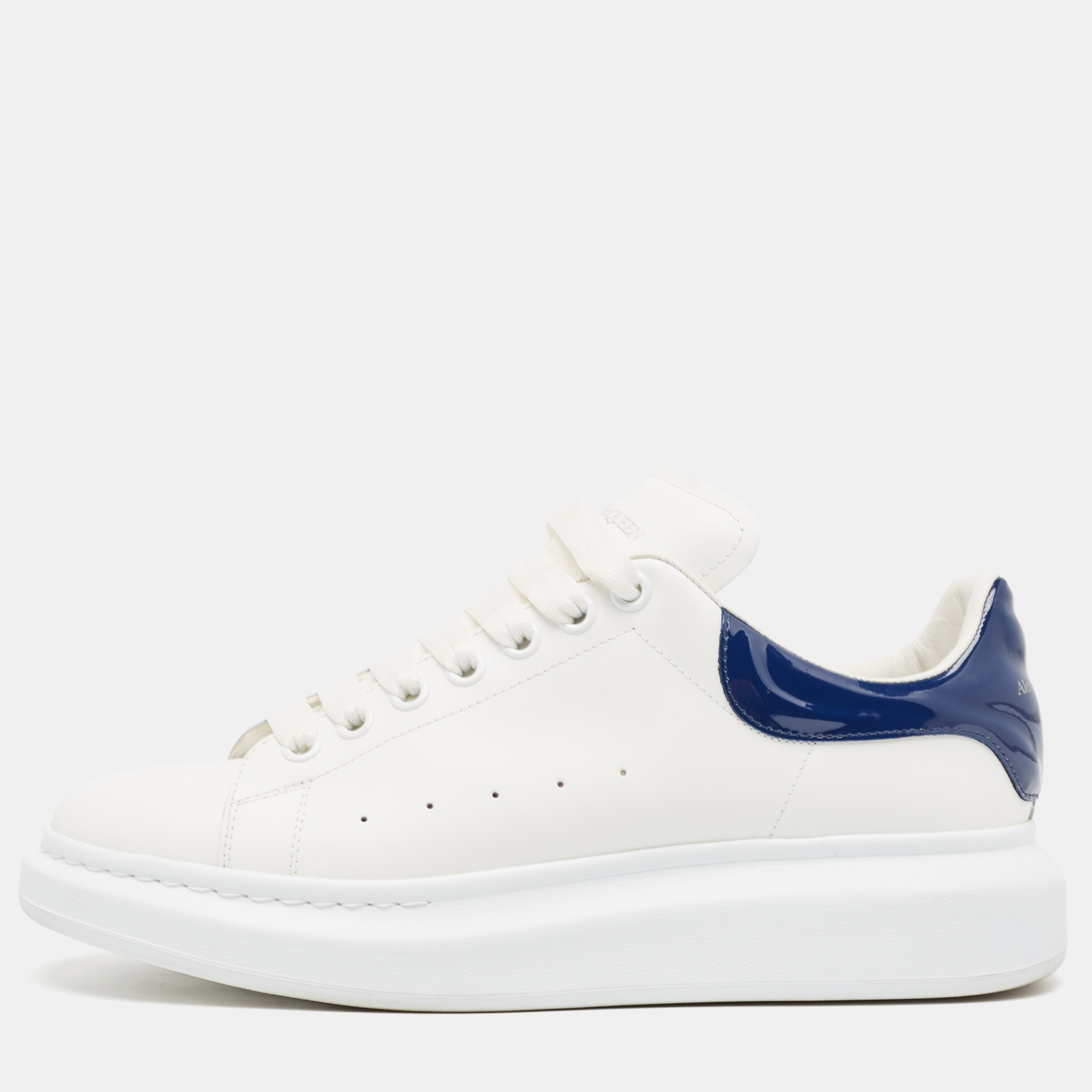 

Alexander McQueen White/Blue Leather Oversized Sneakers Size