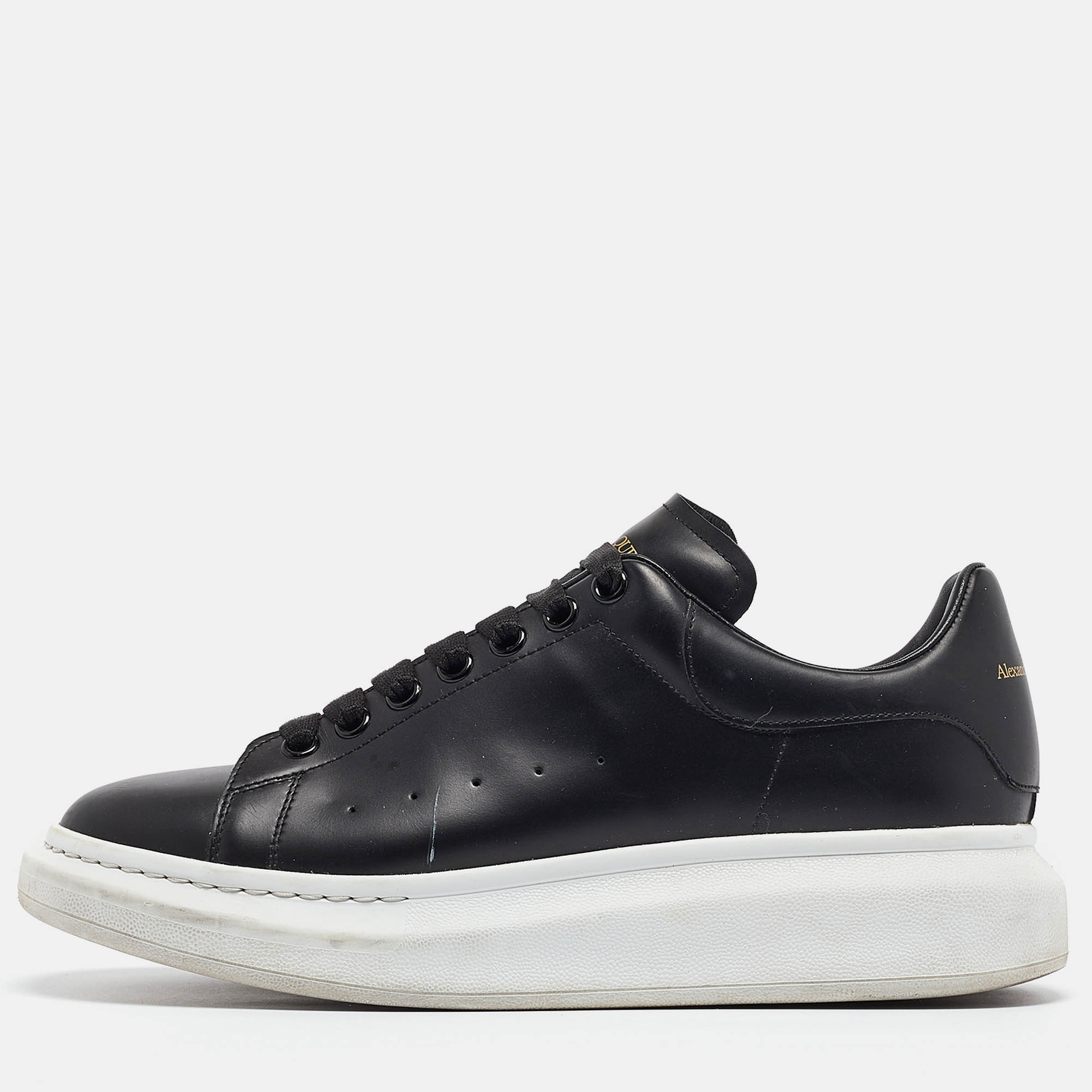 

Alexander McQueen Black Leather Oversized Low Top Sneakers Size