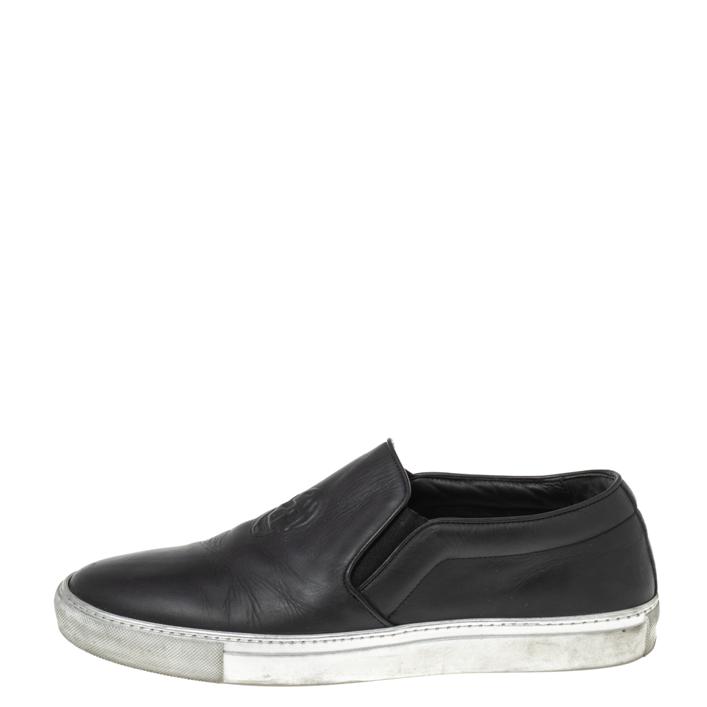 

Alexander McQueen Black Leather Logo Slip On Sneakers Size