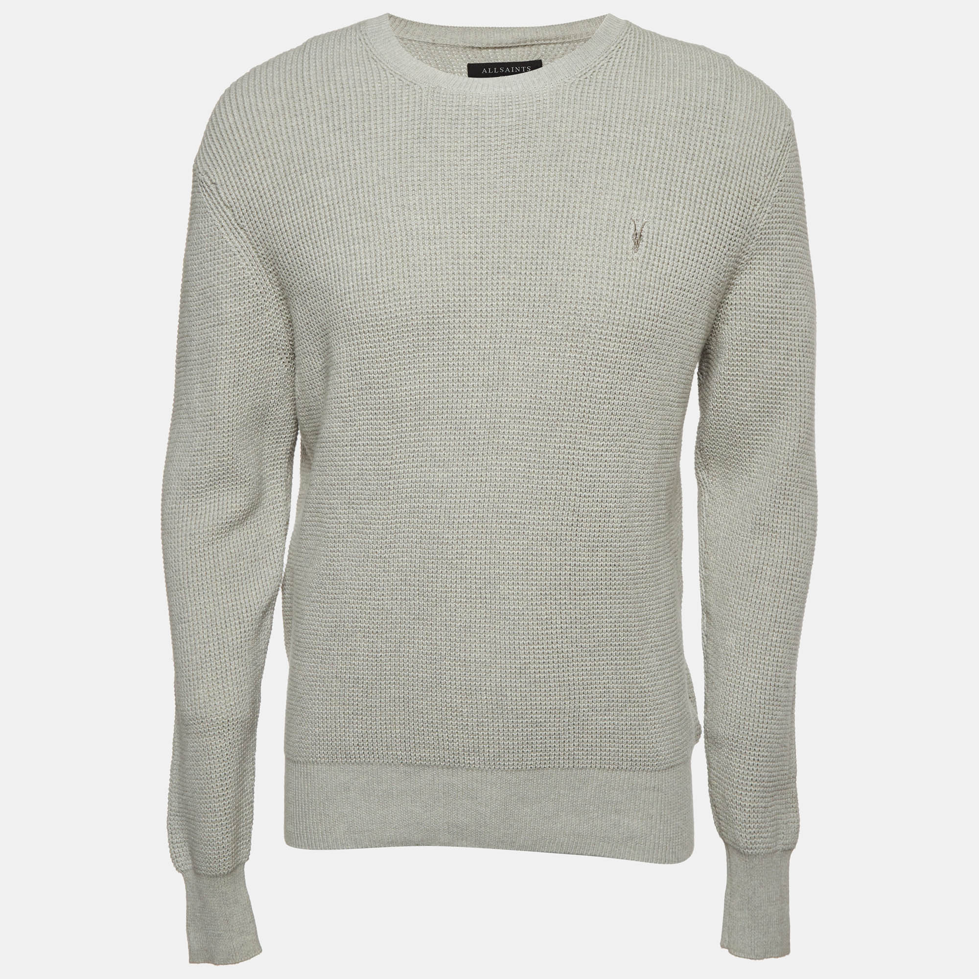 

All Saints Grey Cotton Knit Crewneck Trias Sweater S