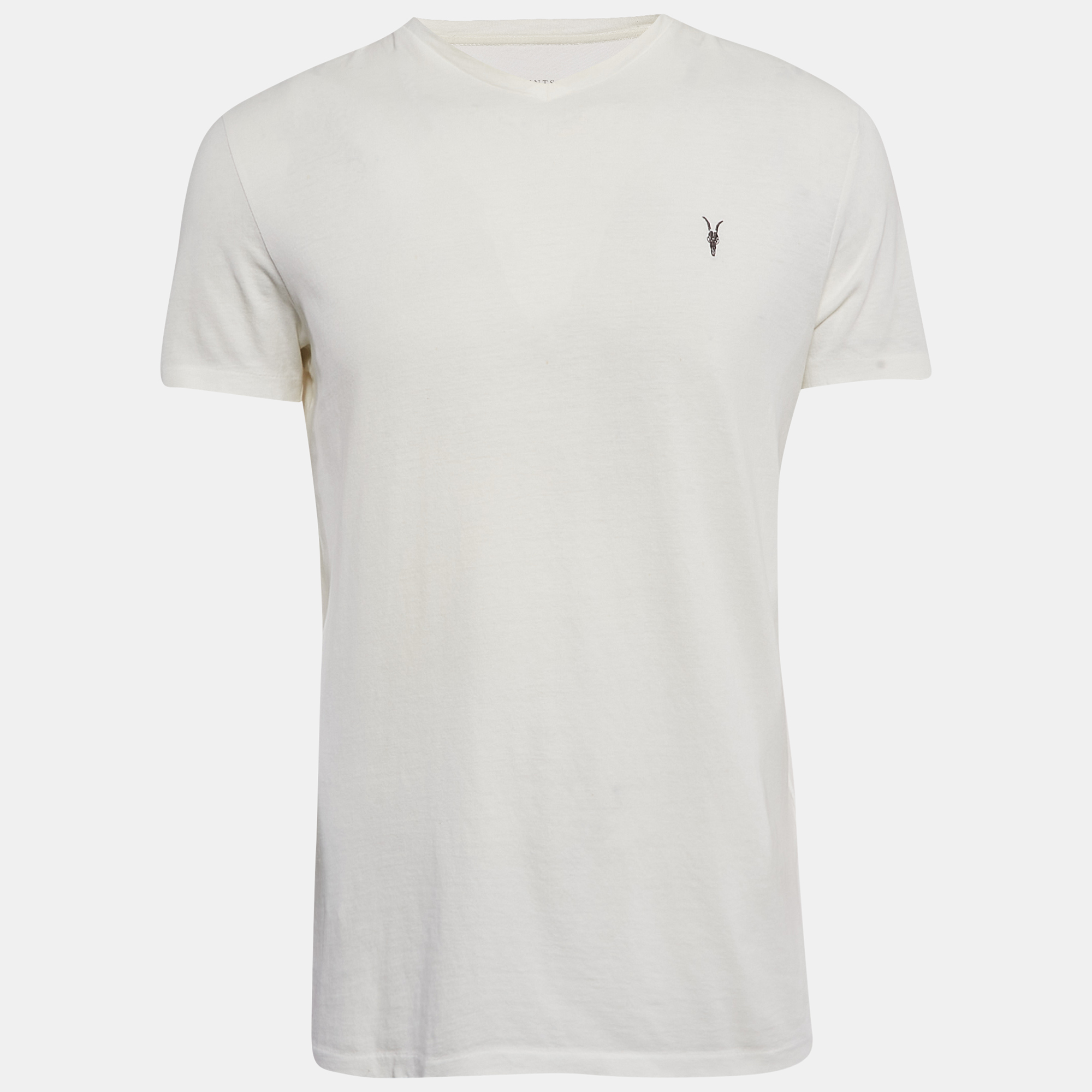 

All Saints Off-White Cotton V-Neck T-Shirt M