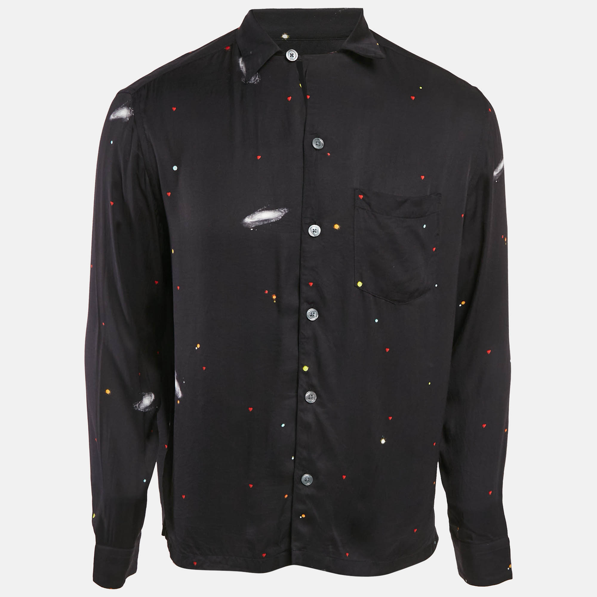 

All Saints Black Galaxy Print Crepe Long Sleeve Shirt XS