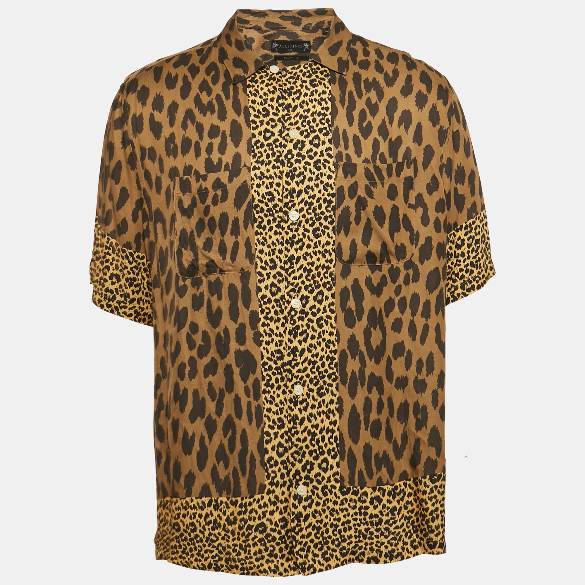 

All Saints Brown Leopard Print Button Front Oversized Shirt XXL