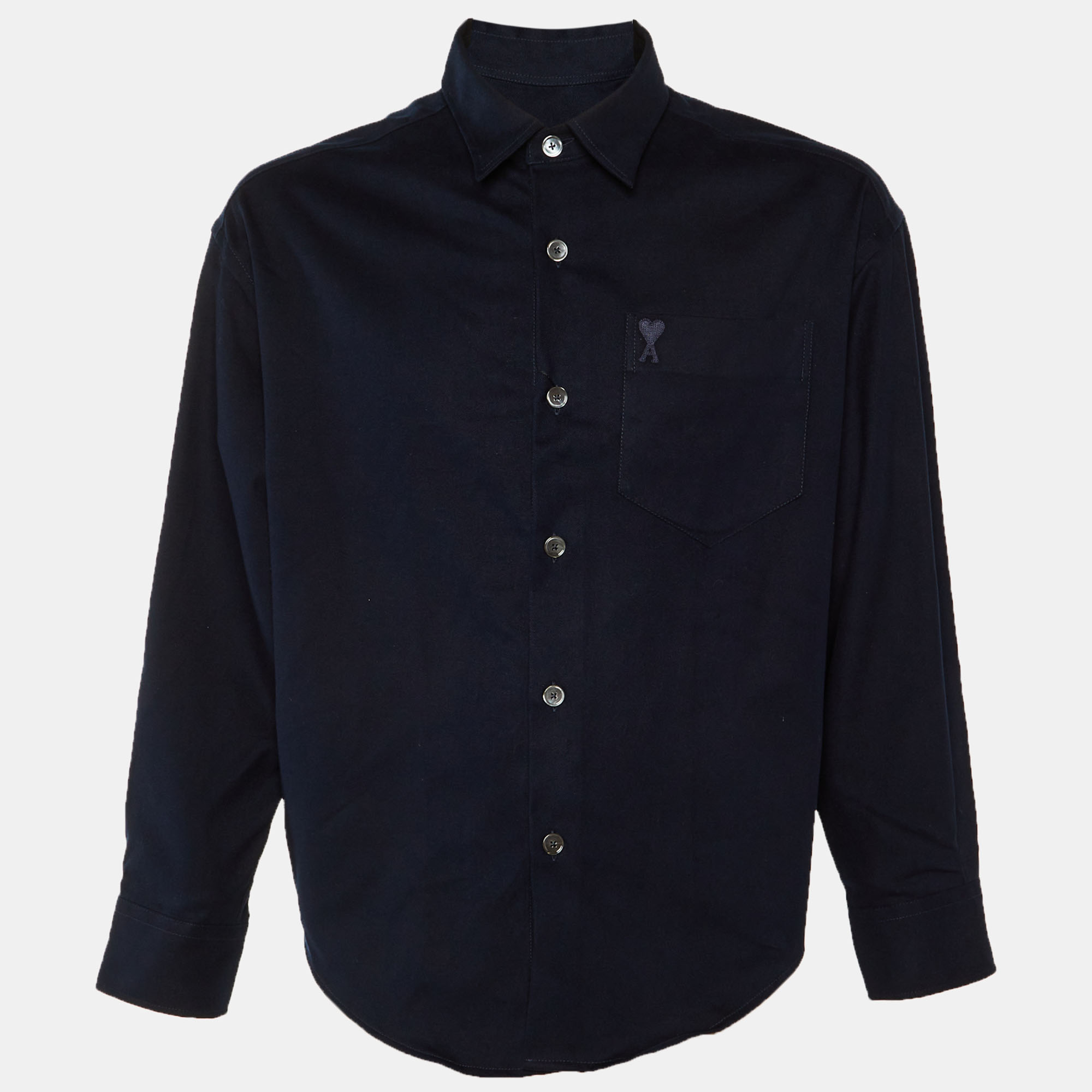 

Ami Navy Blue Embroidered Detail Ami De Coeur Cotton Shirt S